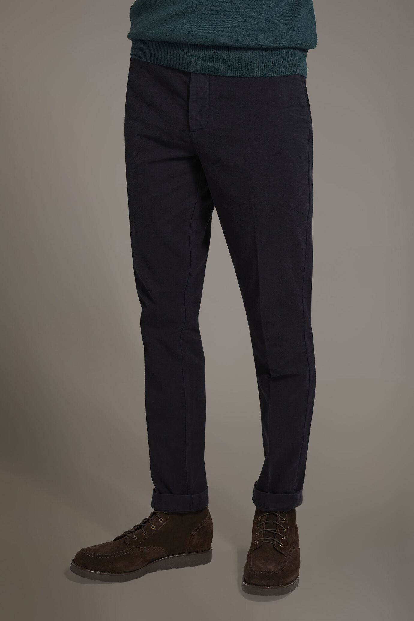 Regular fit chino trousers in moleskin fabric image number 2