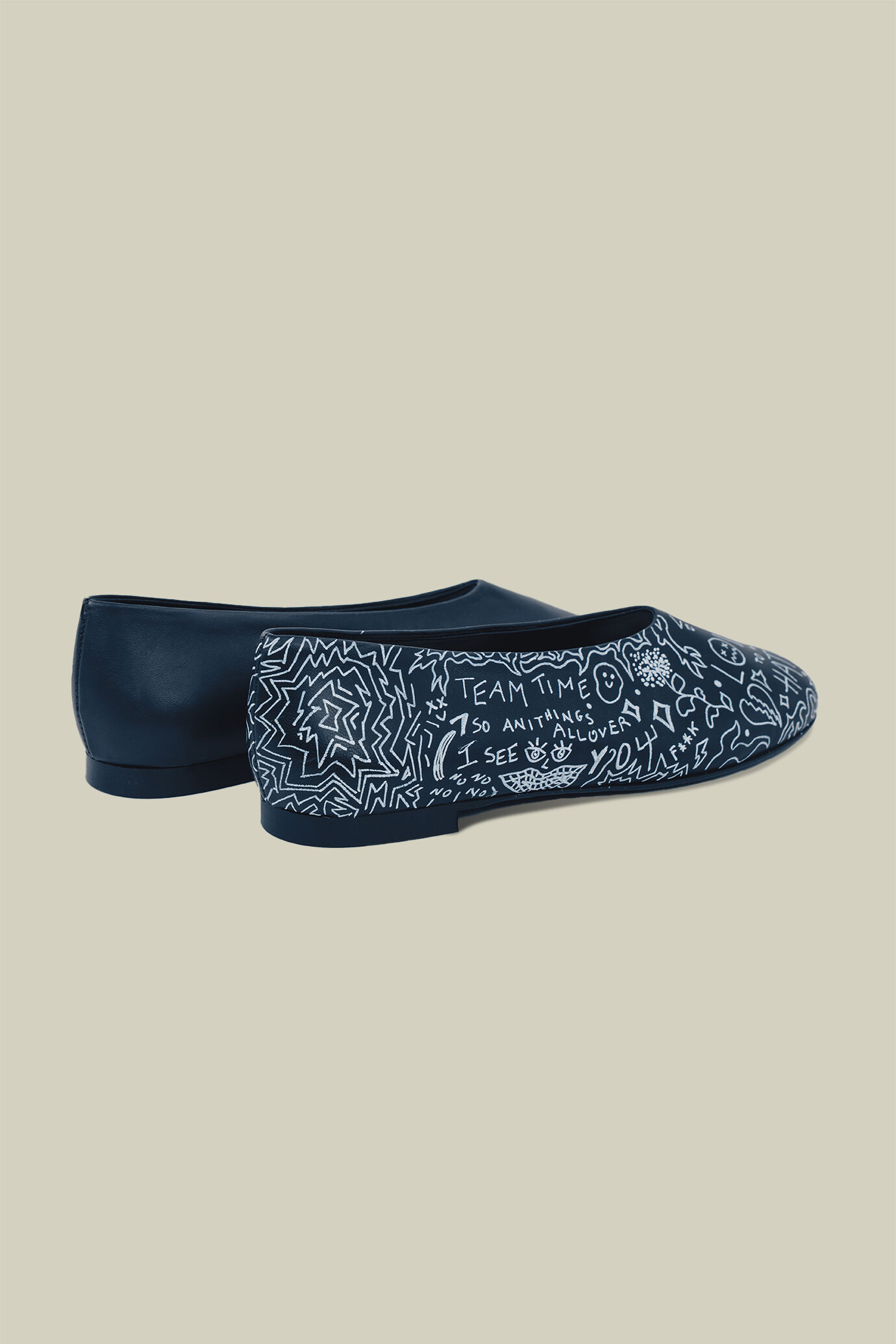Damen-Ballerinas 100 % Leder handbemalt "Imperfection” Limitierte Edition image number 2