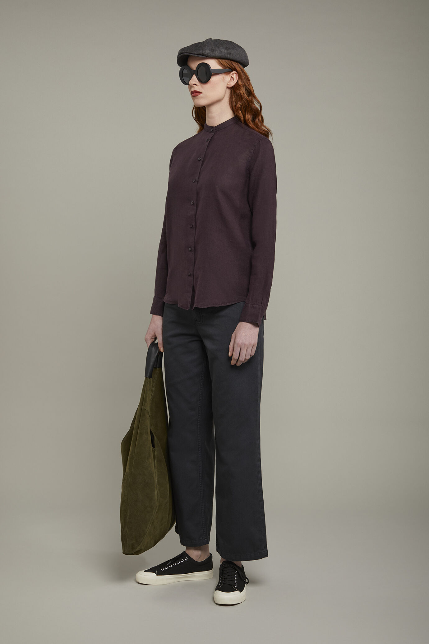 Camicia donna con collo coreano 100% lino image number 1