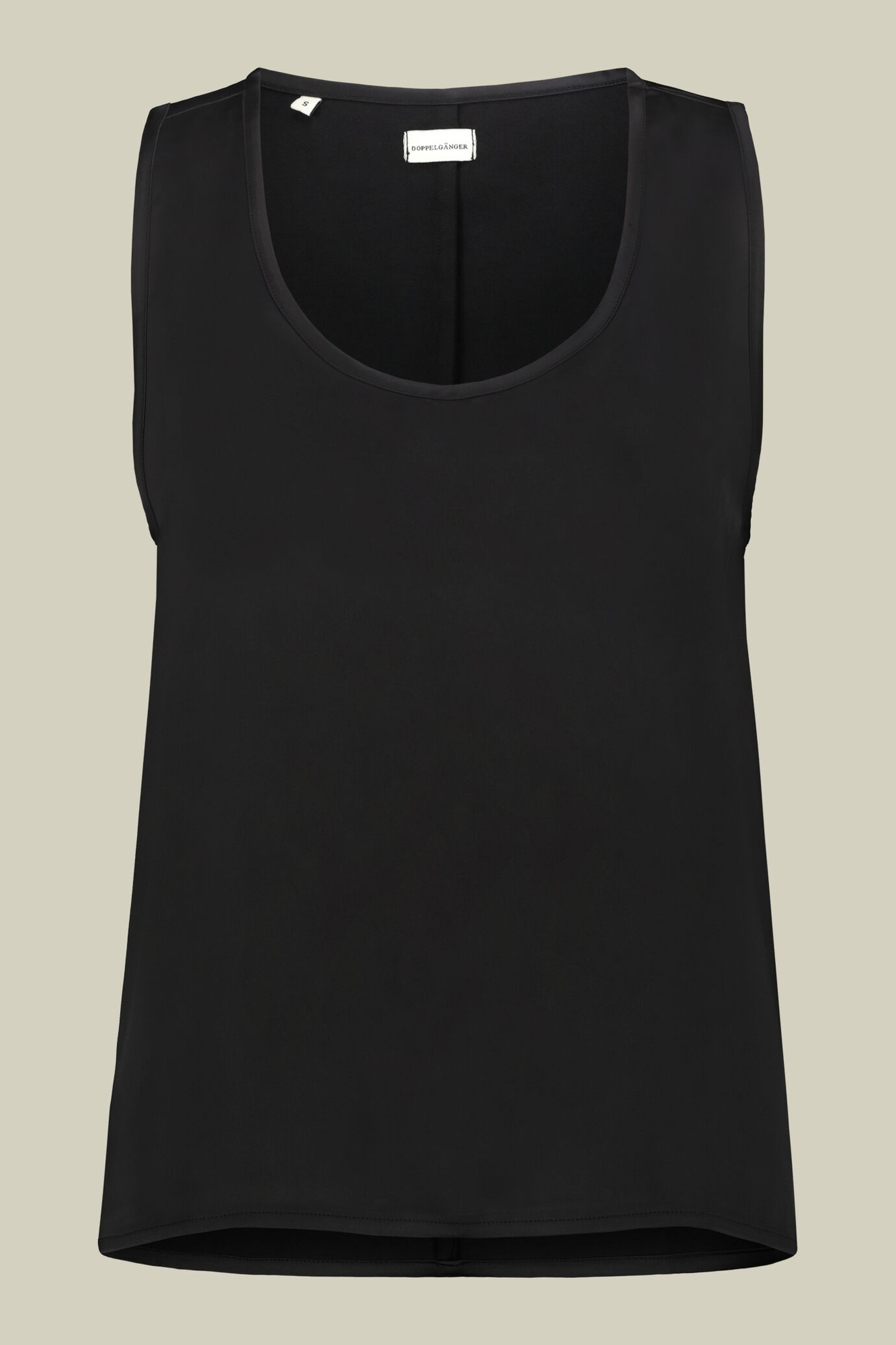 Top smanicato donna in raso con scollo a giro