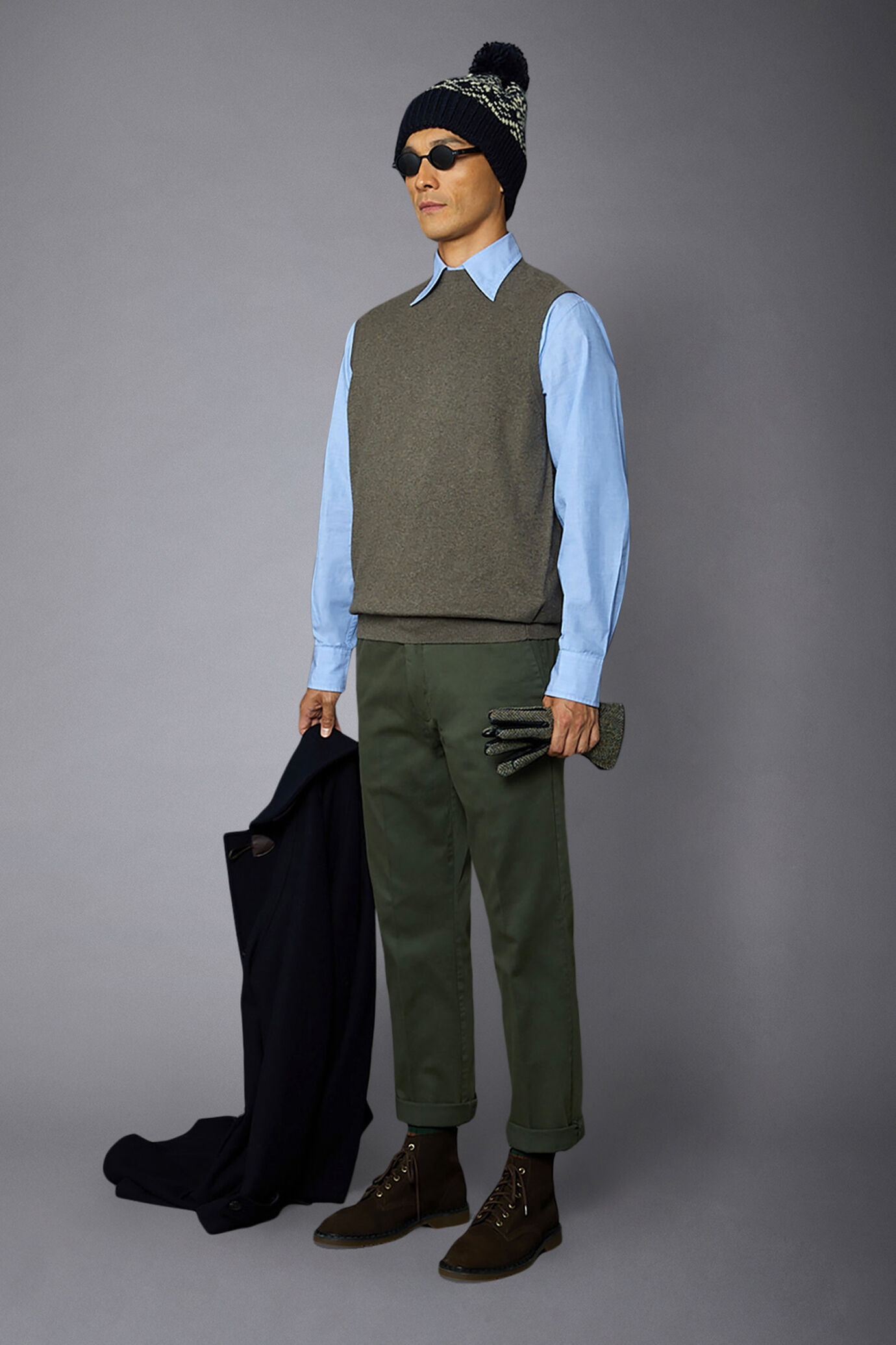 Gilet uomo girocollo lana e cotone image number 1