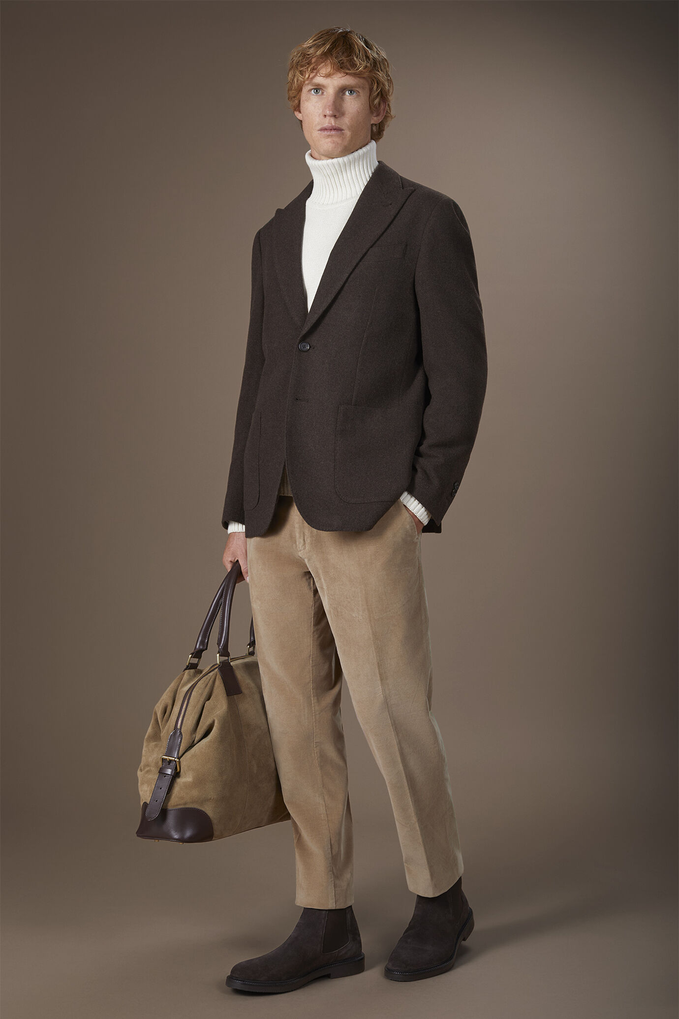 Giacca uomo monopetto misto lana e disegno Herringbone regular fit image number 0
