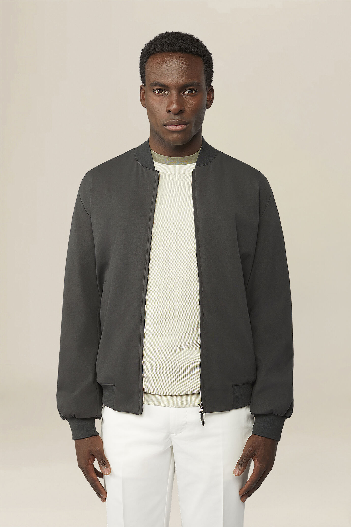 Men's bomber jacket in unlined jersey image number 0
