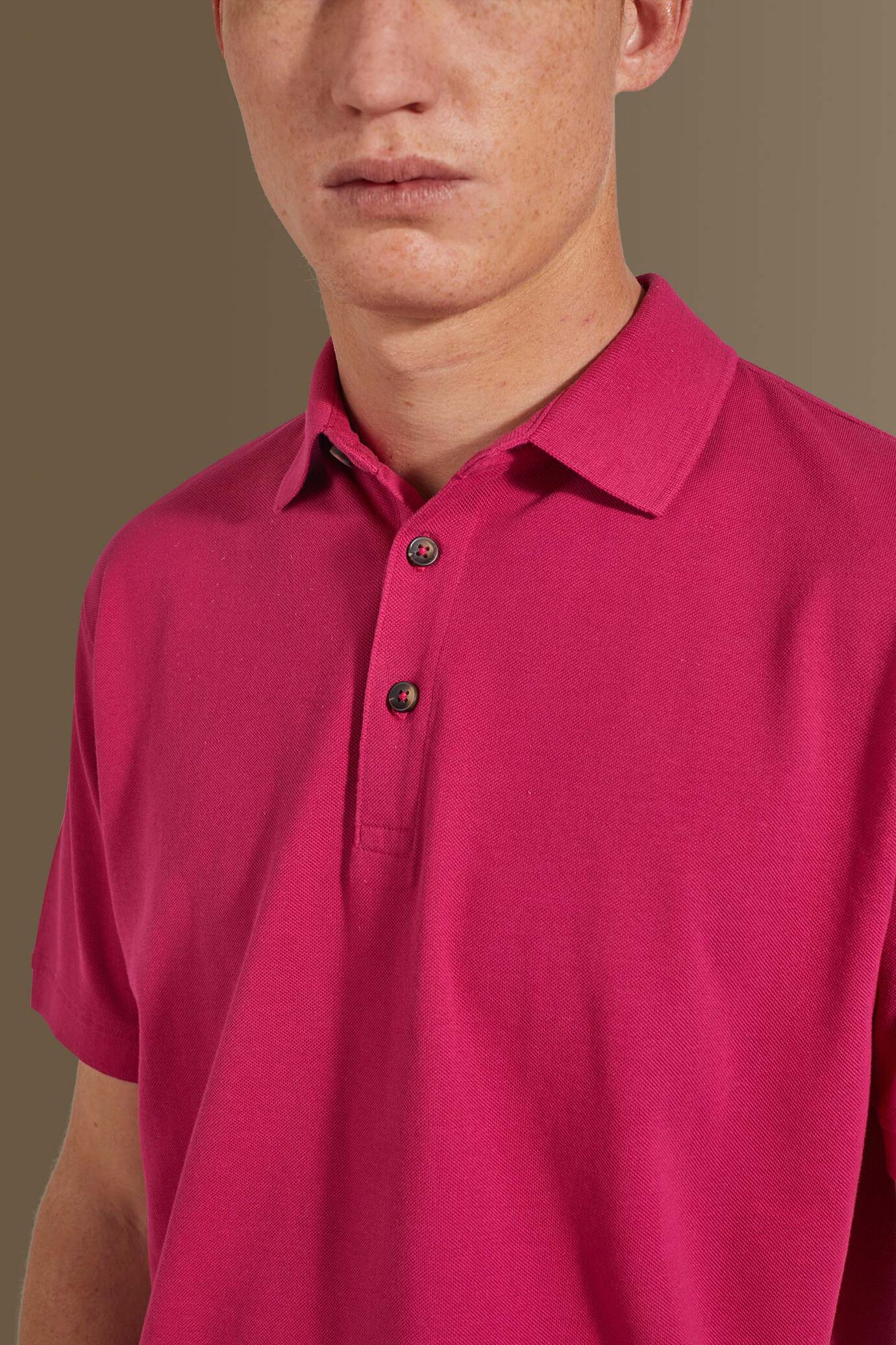Polo manica corta uomo 100% cotone piquet tinta unita image number 2