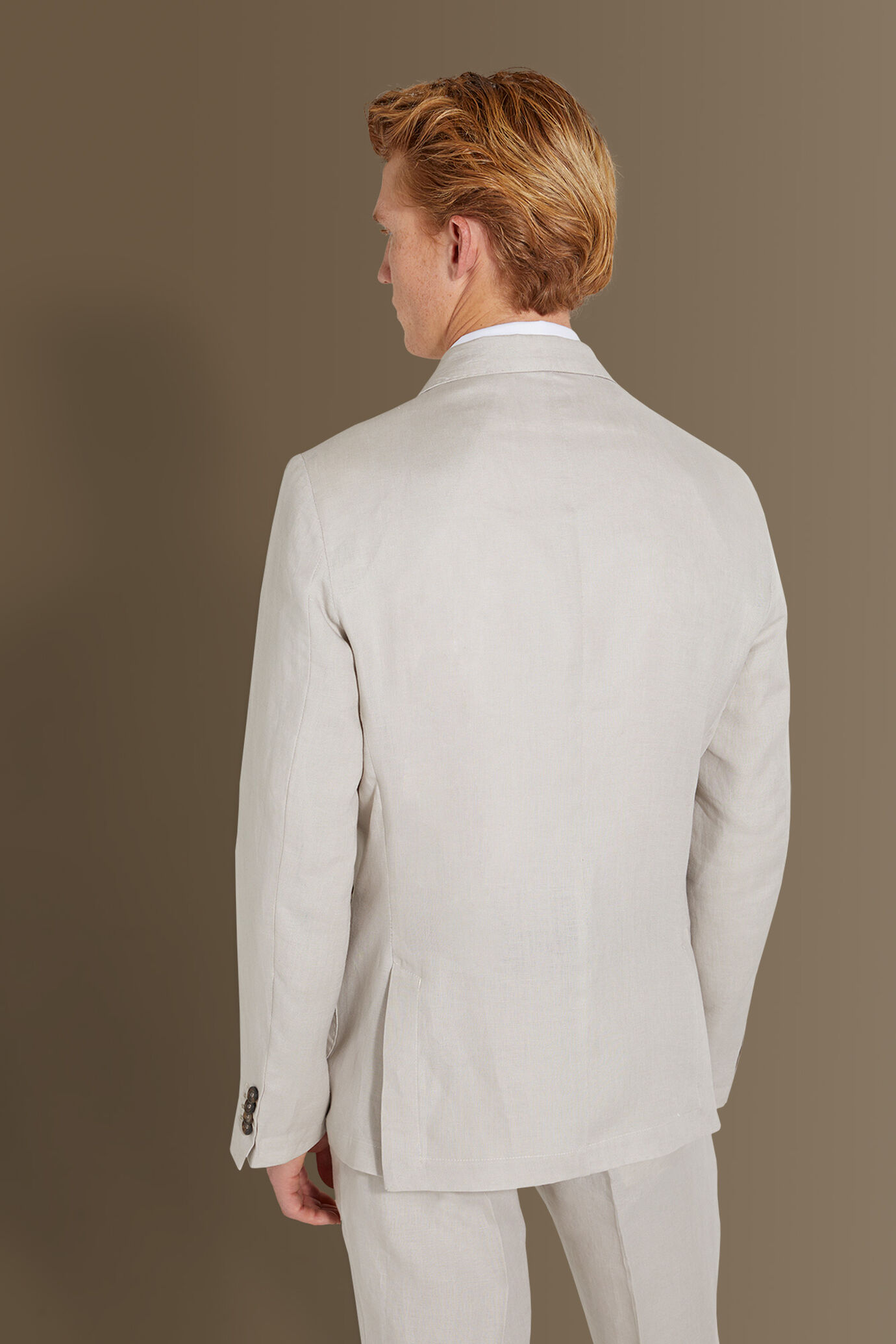 Abito monopetto uomo con pantalone senza pinces 100% lino made in Italy image number 4