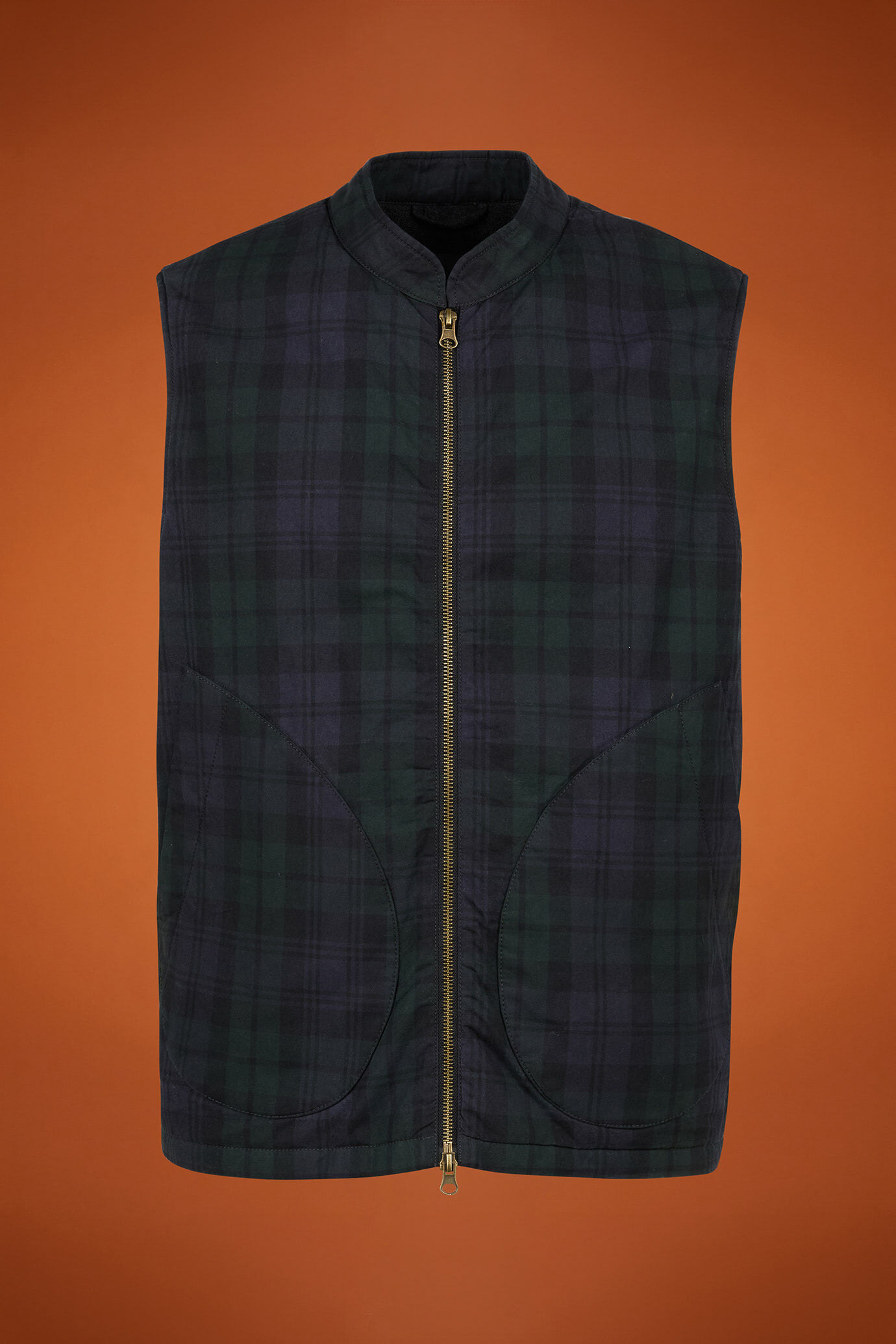 Gilet uomo leggermente imbottito 100% cotone cerato con disegno blackwatch regular fit image number 5