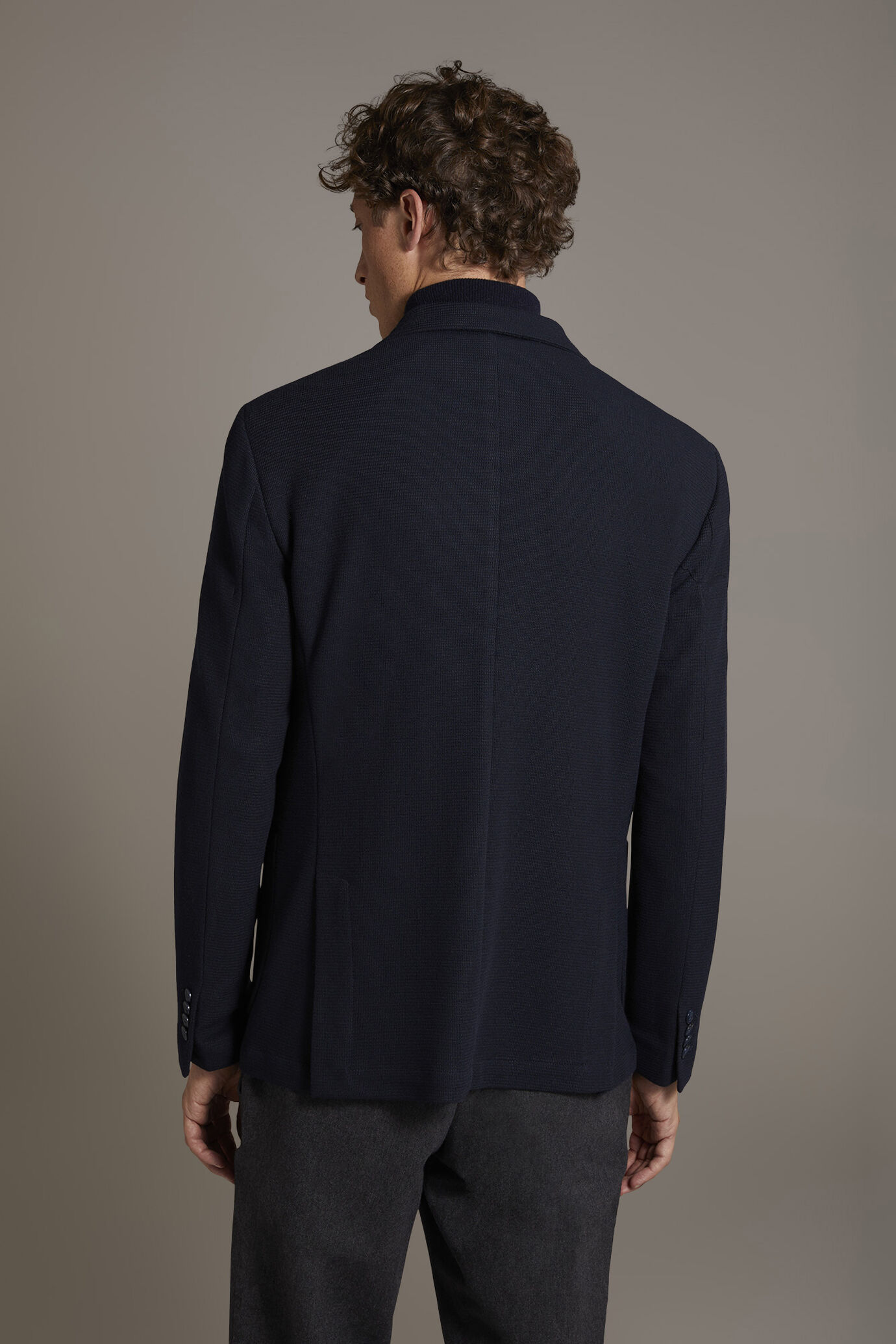Single-breasted jersey jacket with patch pockets made in Italy image number 4