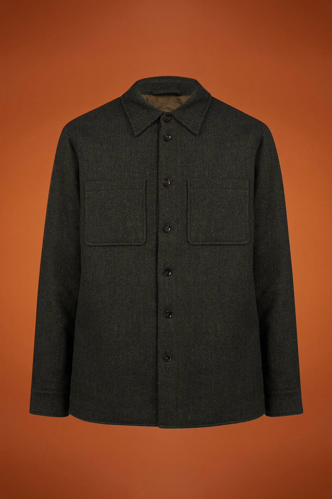 Overshirt uomo disegno spinato Wool Blend regular fit
