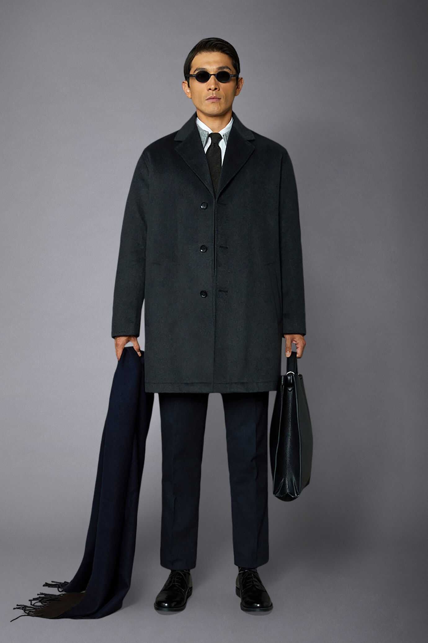 Manteau classique en laine mélangée à simple boutonnage