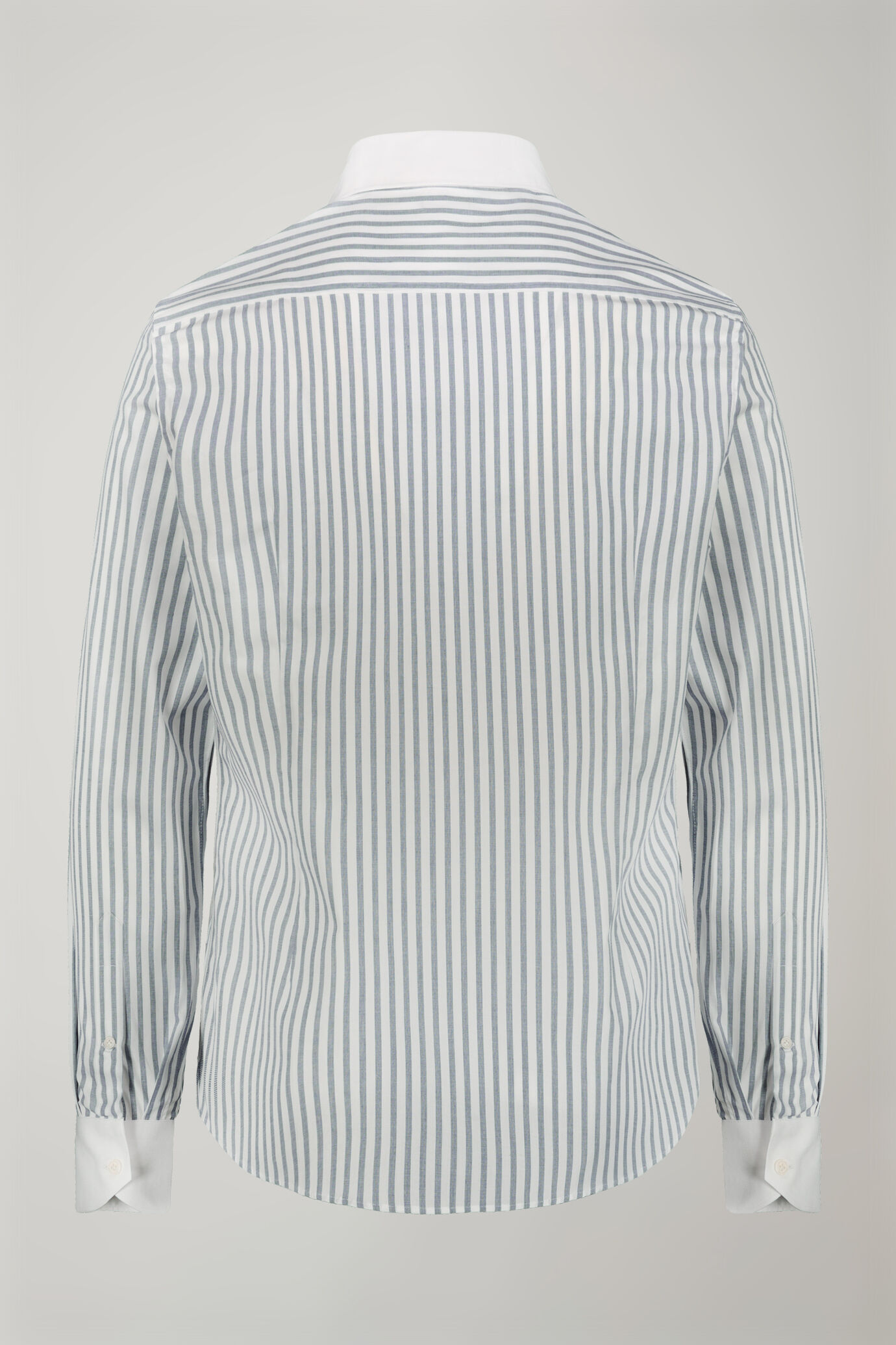 Camicia uomo collo classico 100% cotone tessuto tinto filo riga larga regular fit image number 5