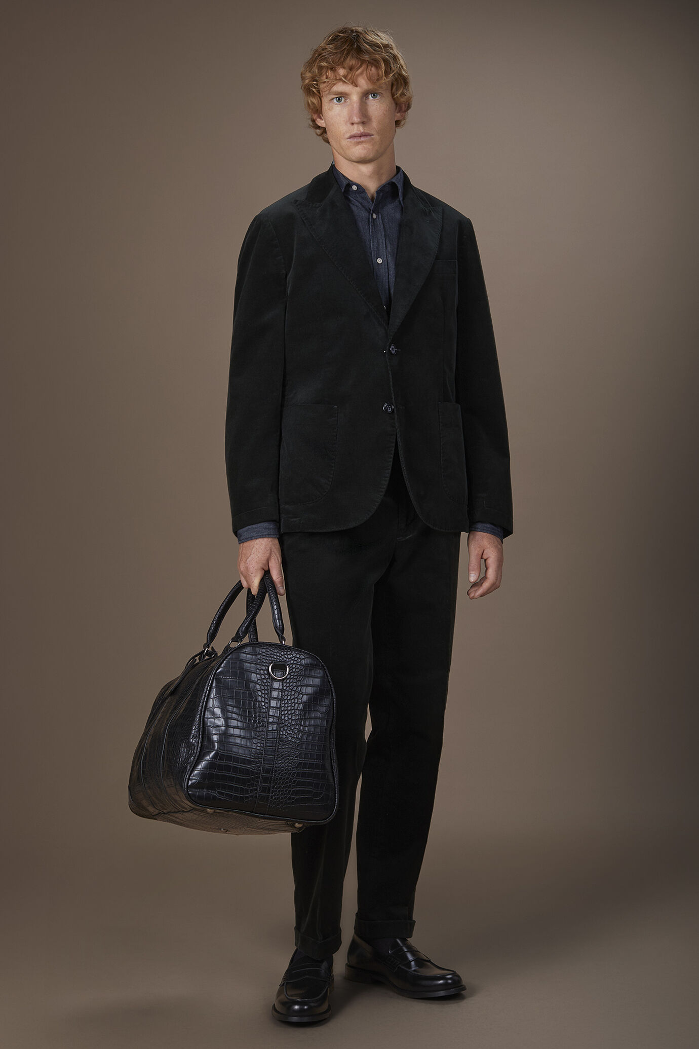 Men's single-breasted jacket in regular fit cotton corduroy