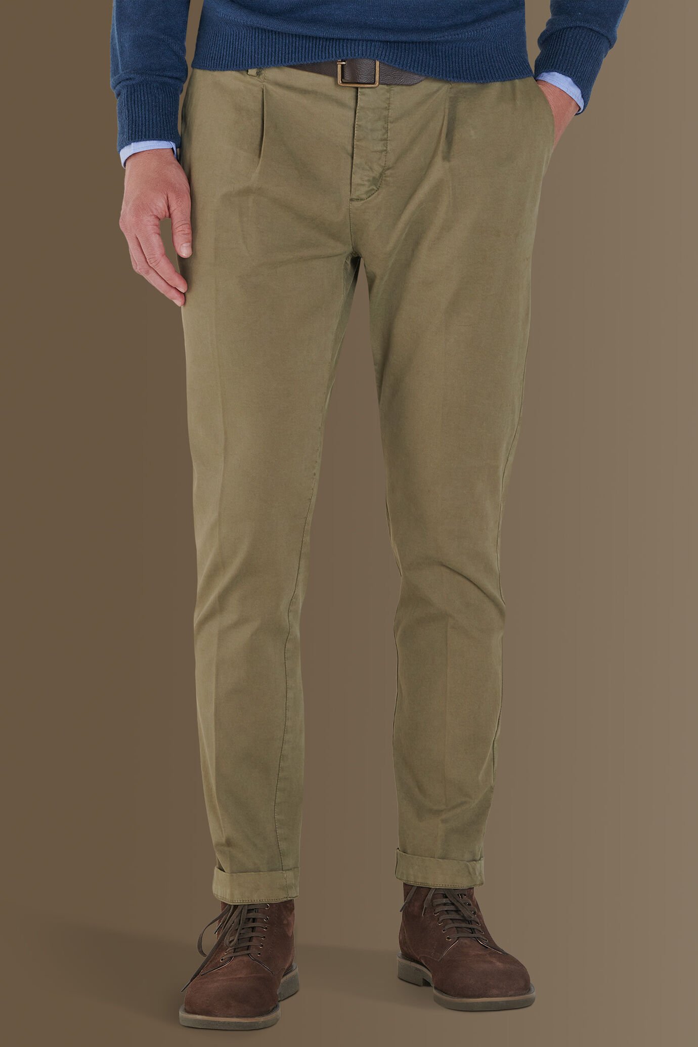 Chino trousers singol pince satin stretch image number 1