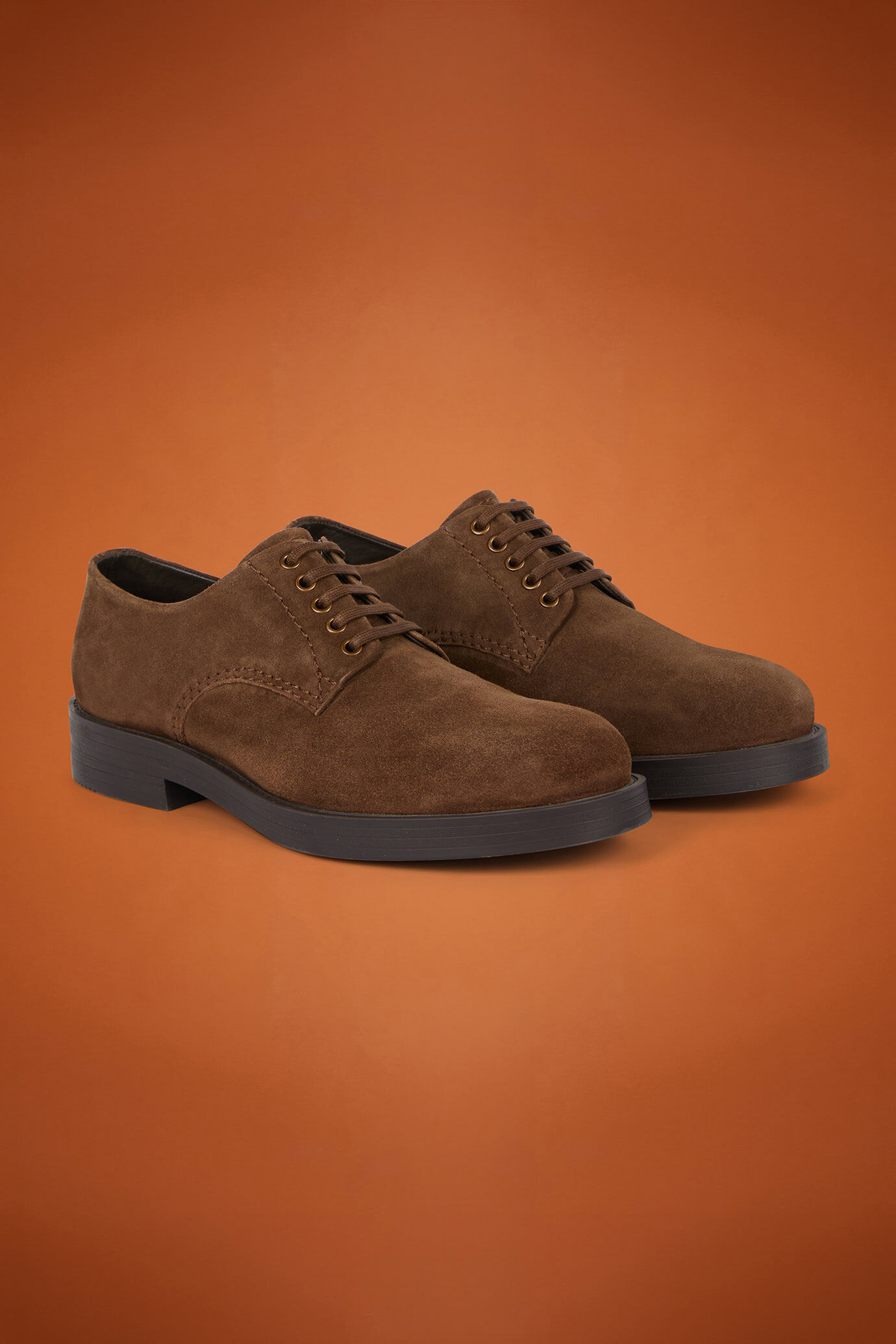 Chaussures derby pour homme, 100% daim véritable avec semelle en caoutchouc
