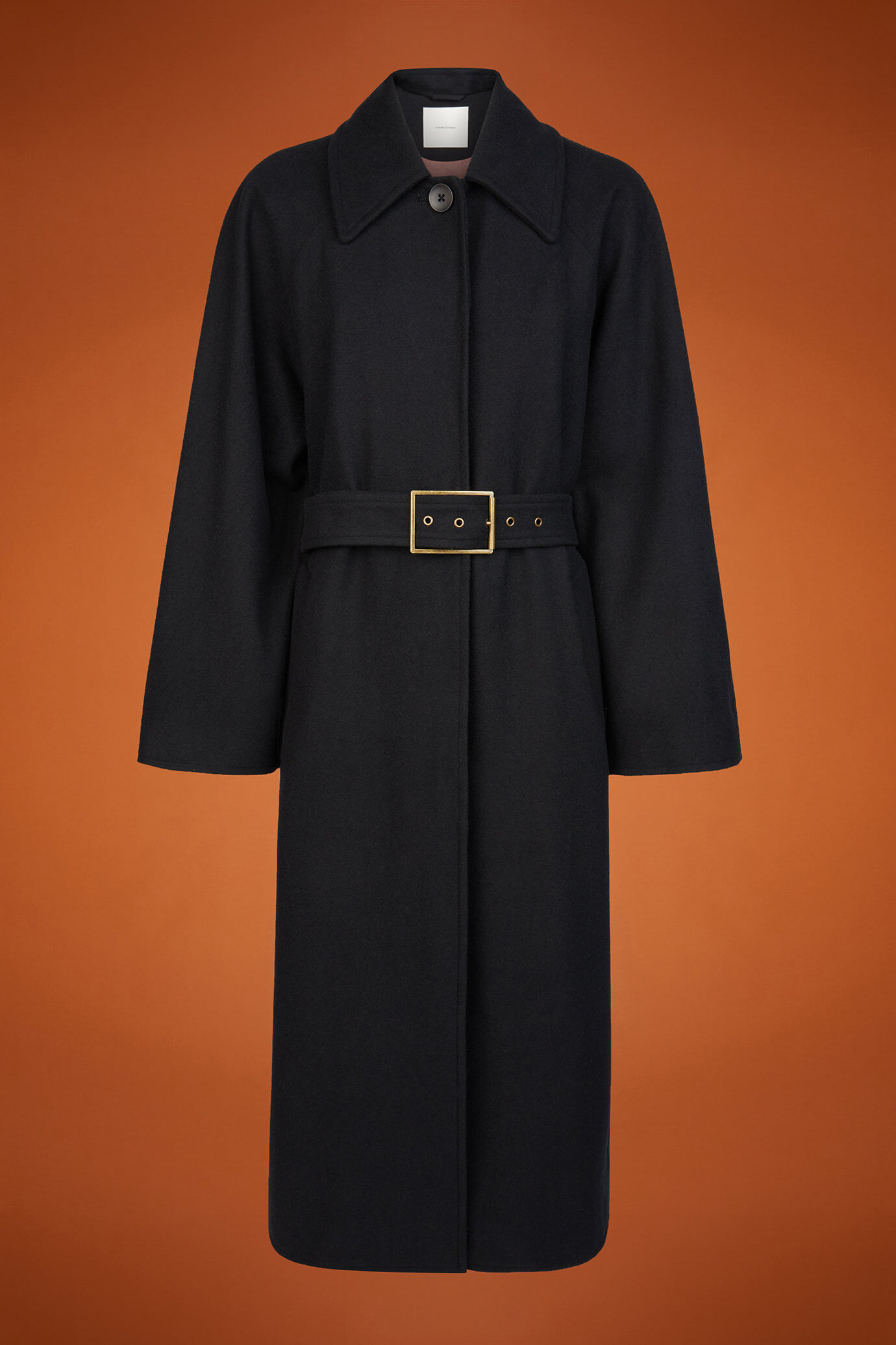 Women's long single-breasted coat with raglan sleeves and a buckle belt in a regular fit image number 5