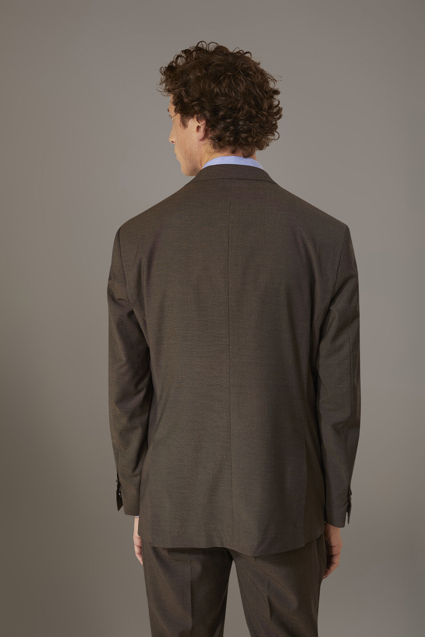 Regular fit single-breasted suit with micro pattern image number 3