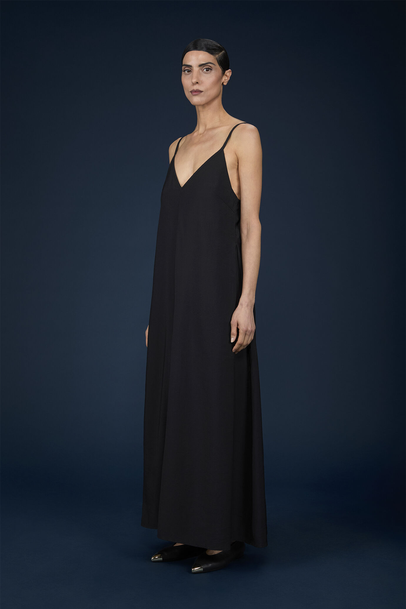 Women's flared jumpsuit with thin straps image number 2