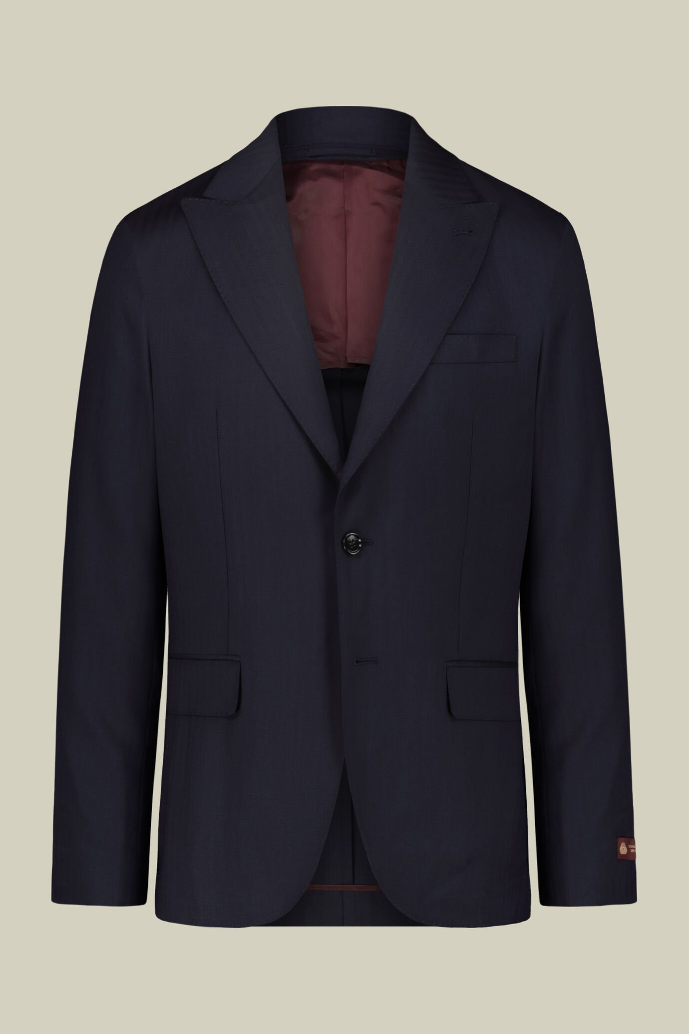 Single-breasted men's suit with classic single-pleat trousers, in 100% wool with herringbone weave