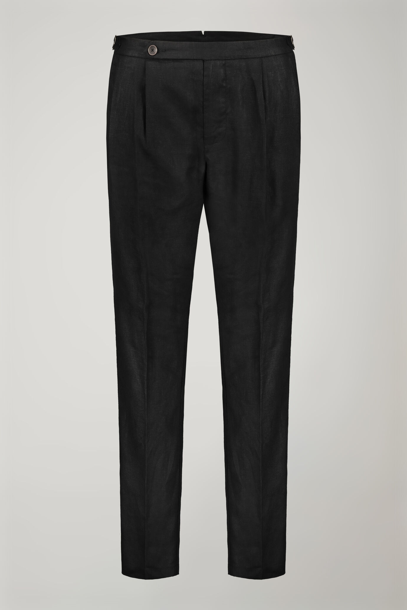 Men's double pinces trousers 100% linen comfort fit image number 5
