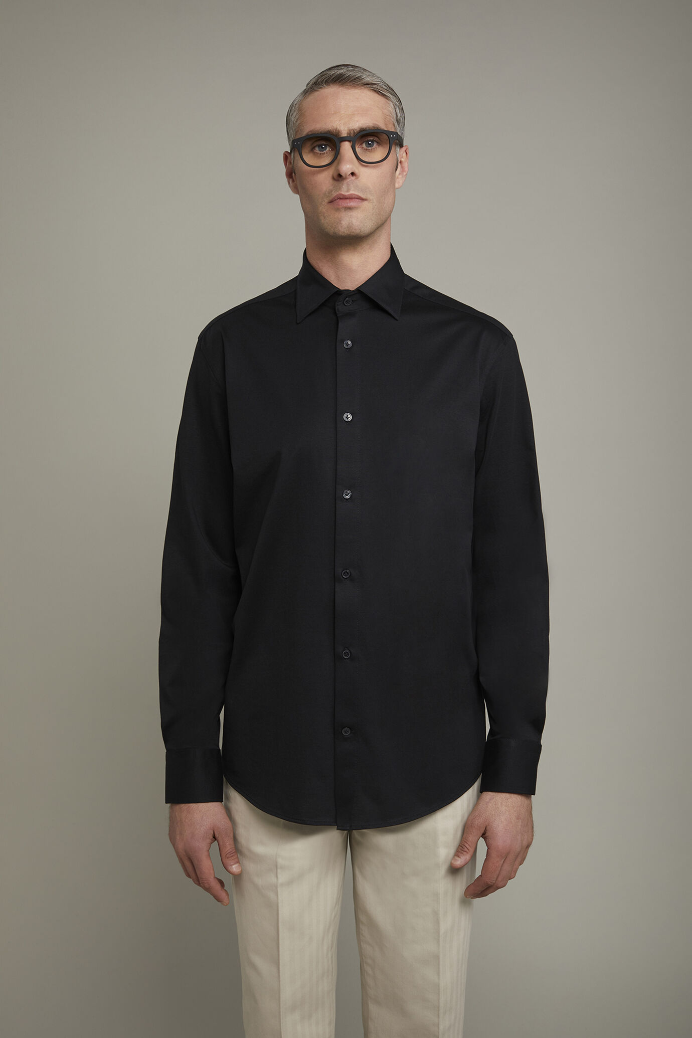 Men’s long-sleeved polo shirt with classic collar 100% piquet cotton regular fit image number 2