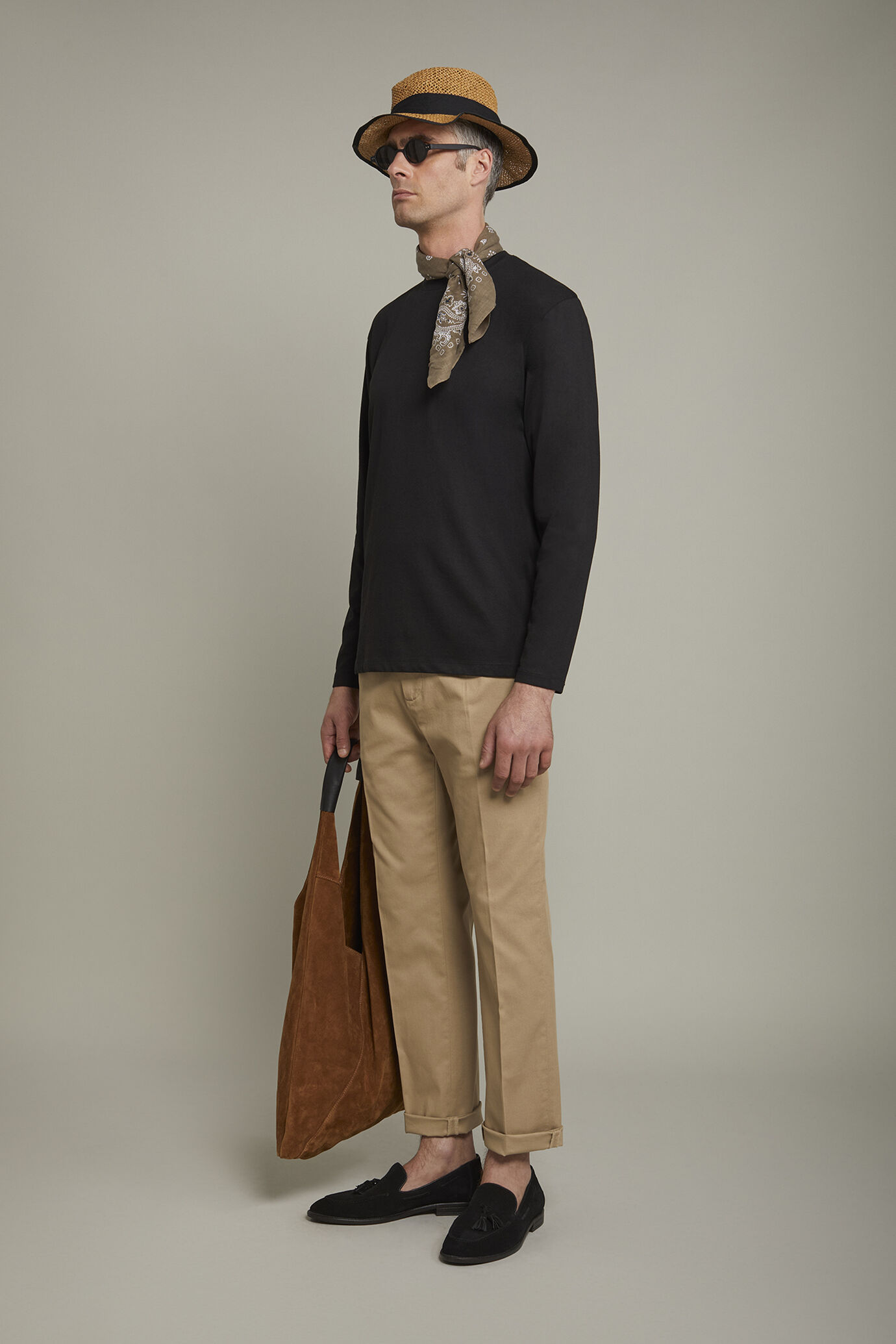 Herren-T-Shirt mit Rundhalsausschnitt und langen &Auml;rmeln aus 100 % Baumwolle in normaler Passform image number 1