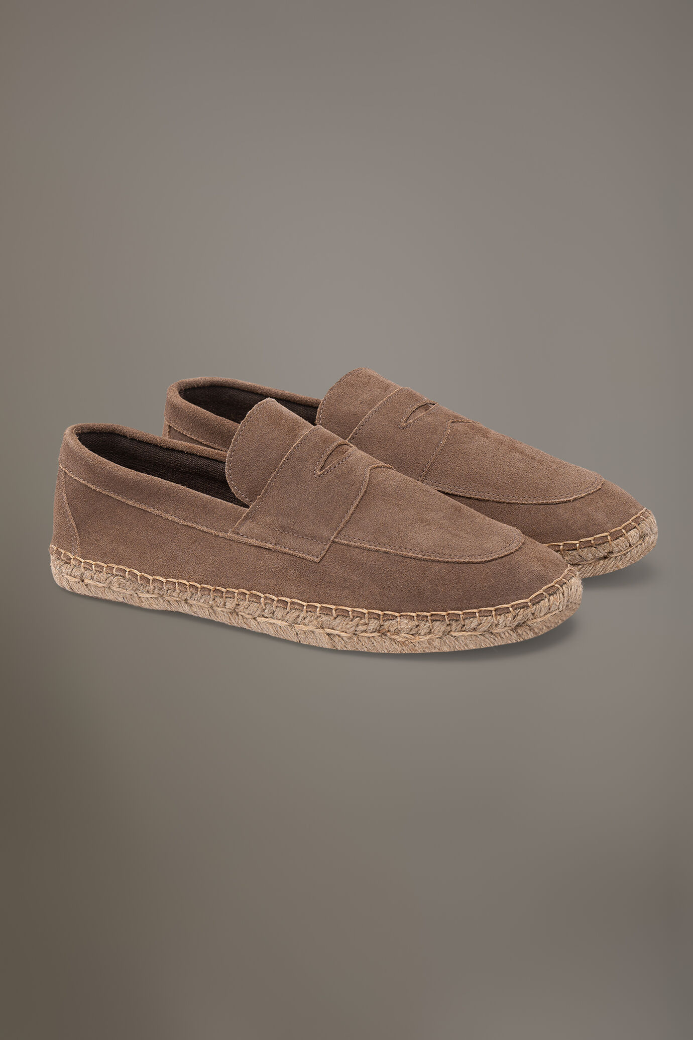 Suede espadrillas shoes 100% leather with rubber and cord sole
