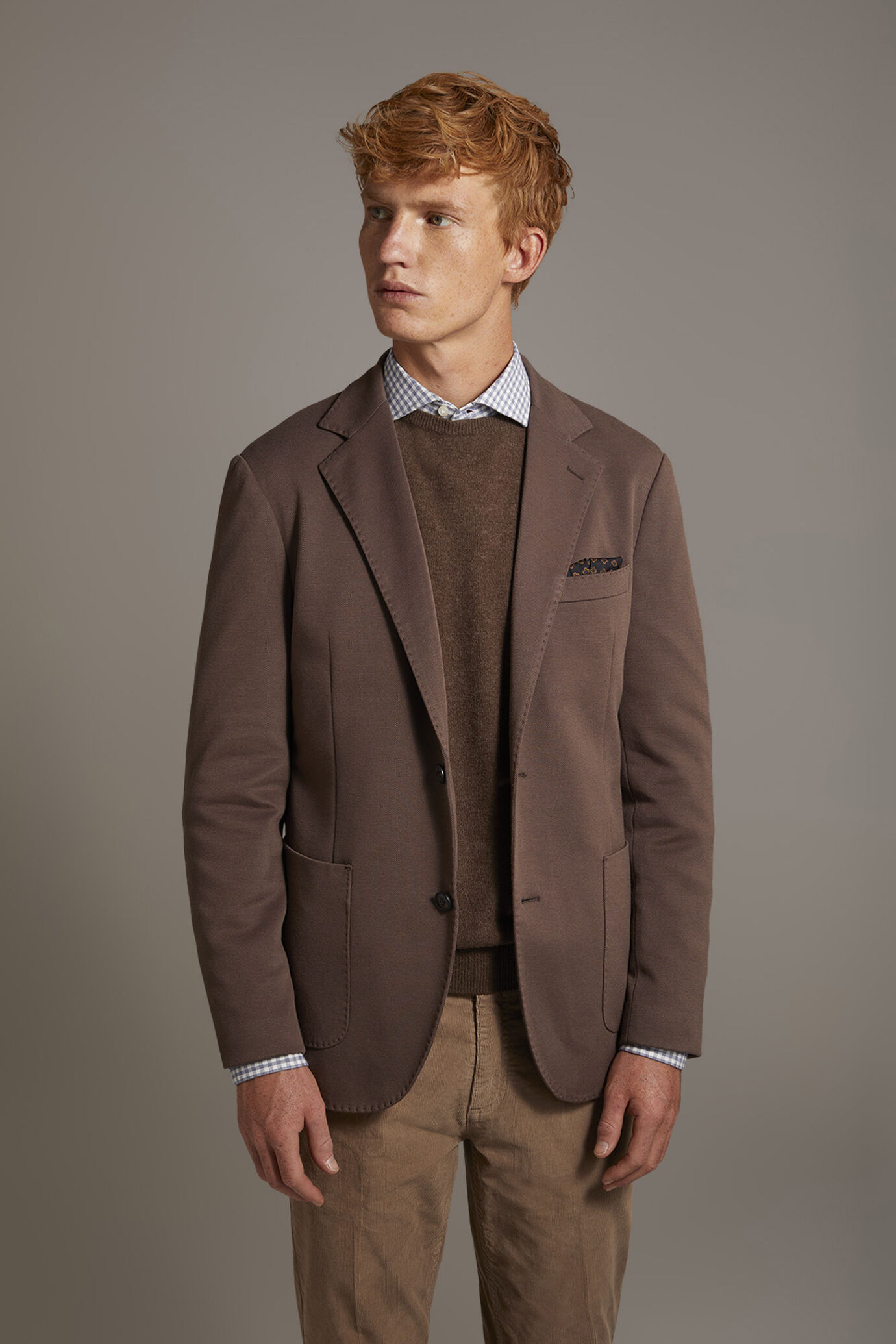 Giacca monopetto tessuto jersey misto cotone image number 2