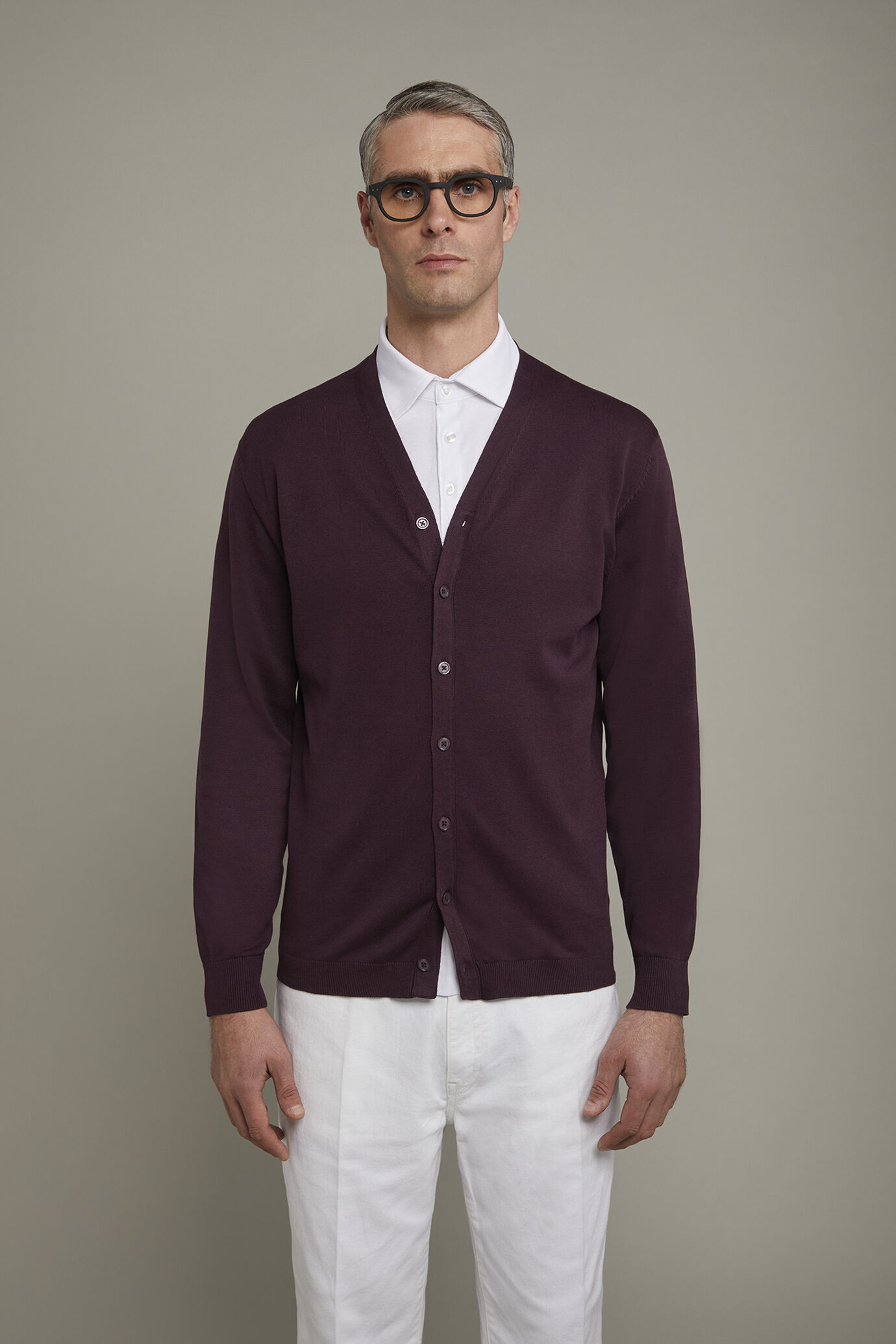 Men's sweater V collar 100% cotton regular fit image number 2