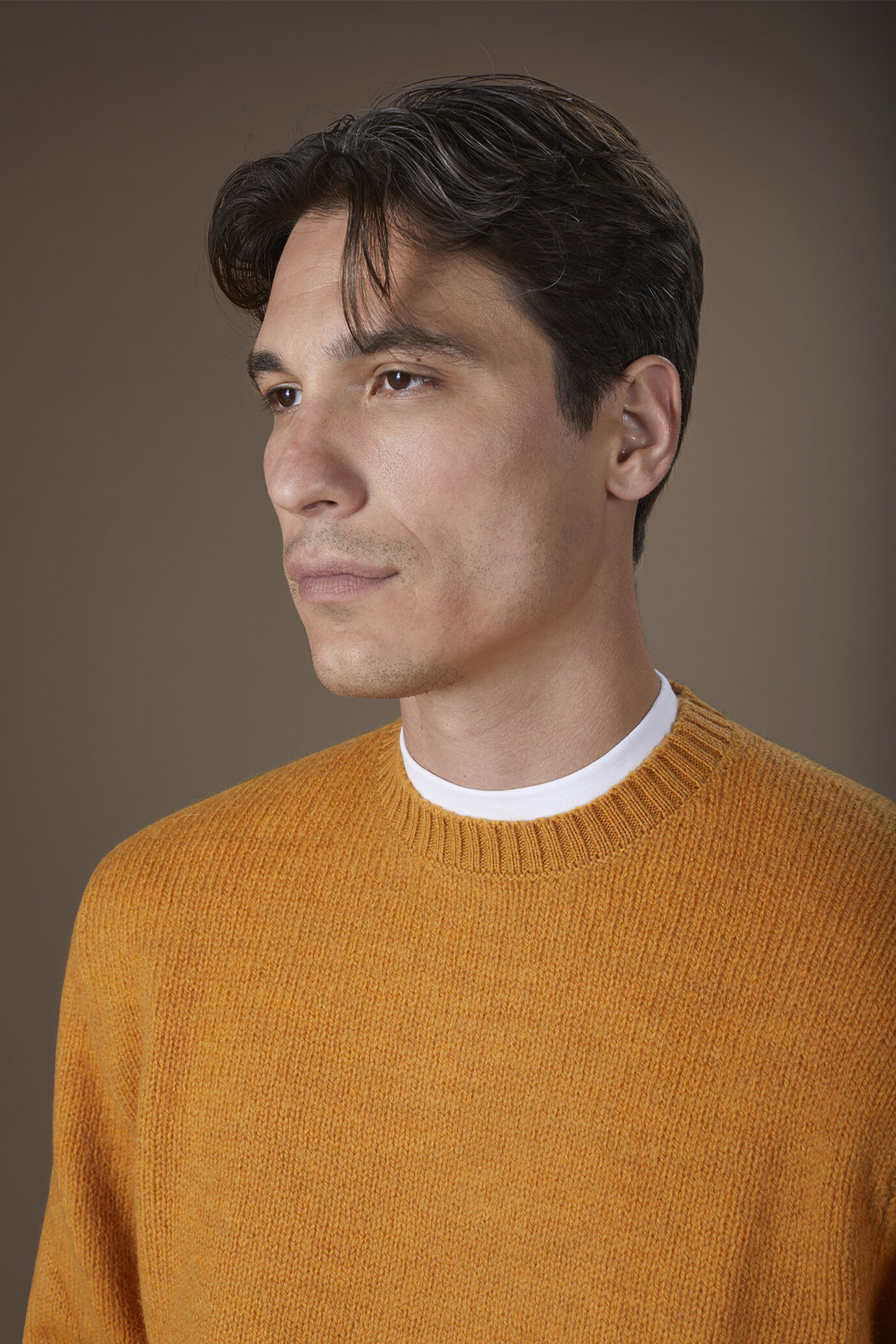 Pull homme à col rond, 100% laine, coupe classique image number 2