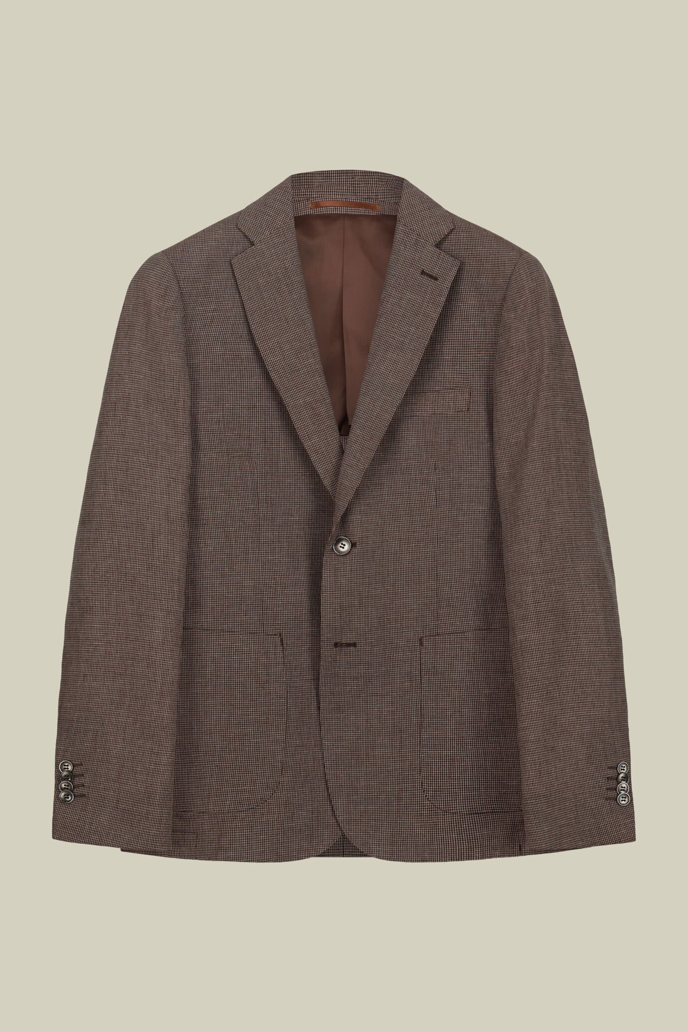 Men's jacket with micro pied-de-poule pattern in linen blend