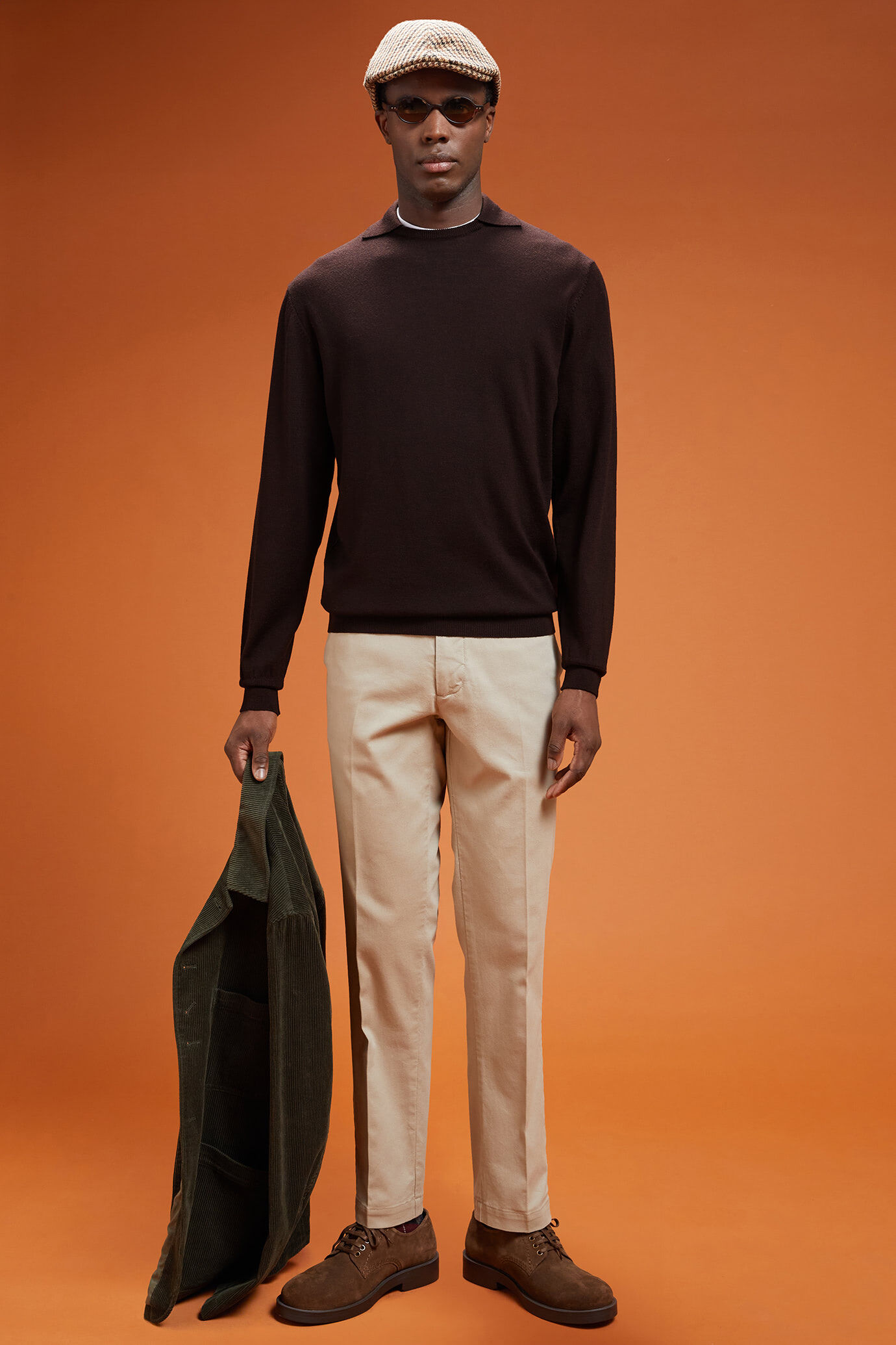 Herren-Pullover mit Rundhalsausschnitt und Polokragen aus 100 % extrafeine Merinowolle in normaler Passform image number 1