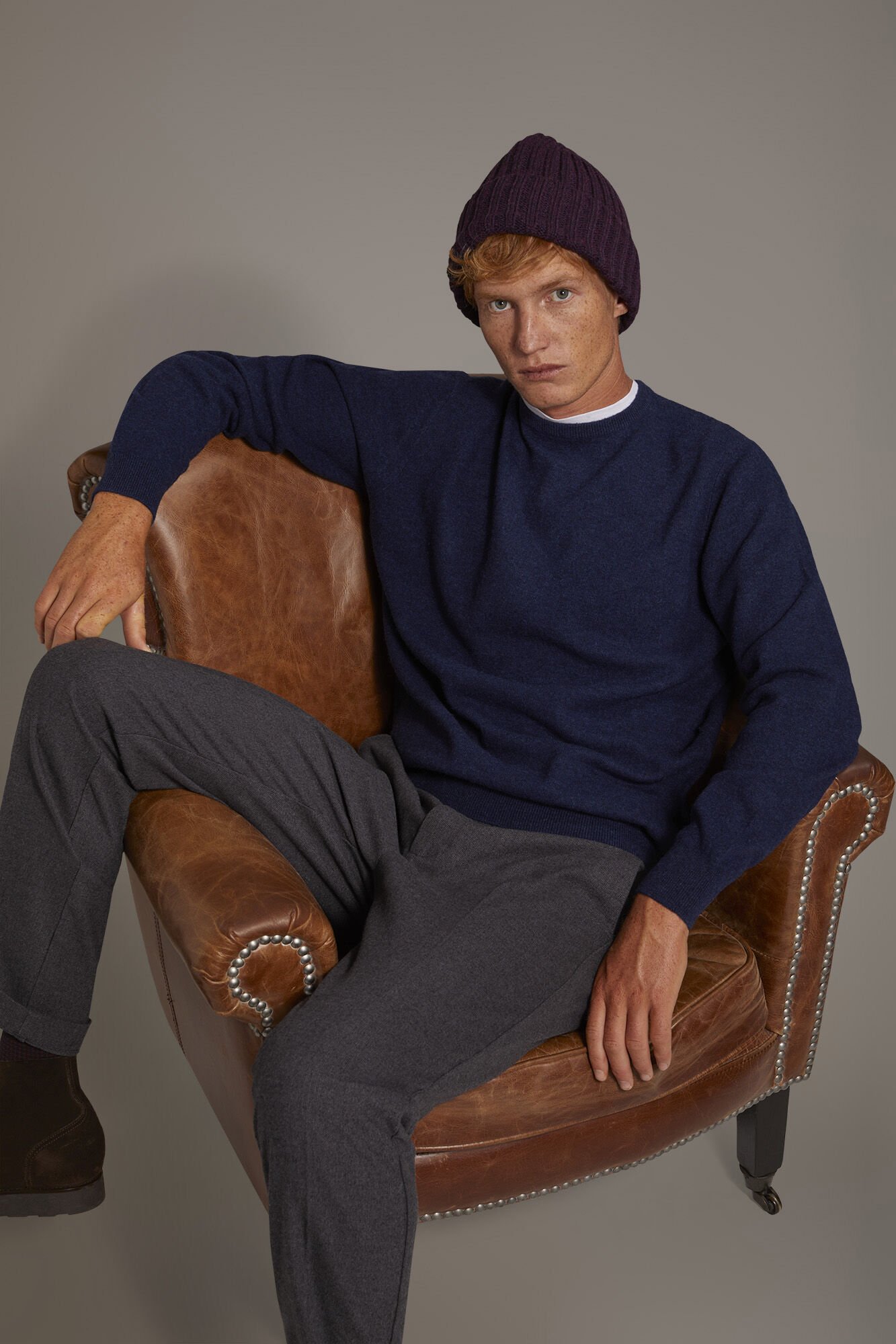Maglia girocollo in misto lana lambswool