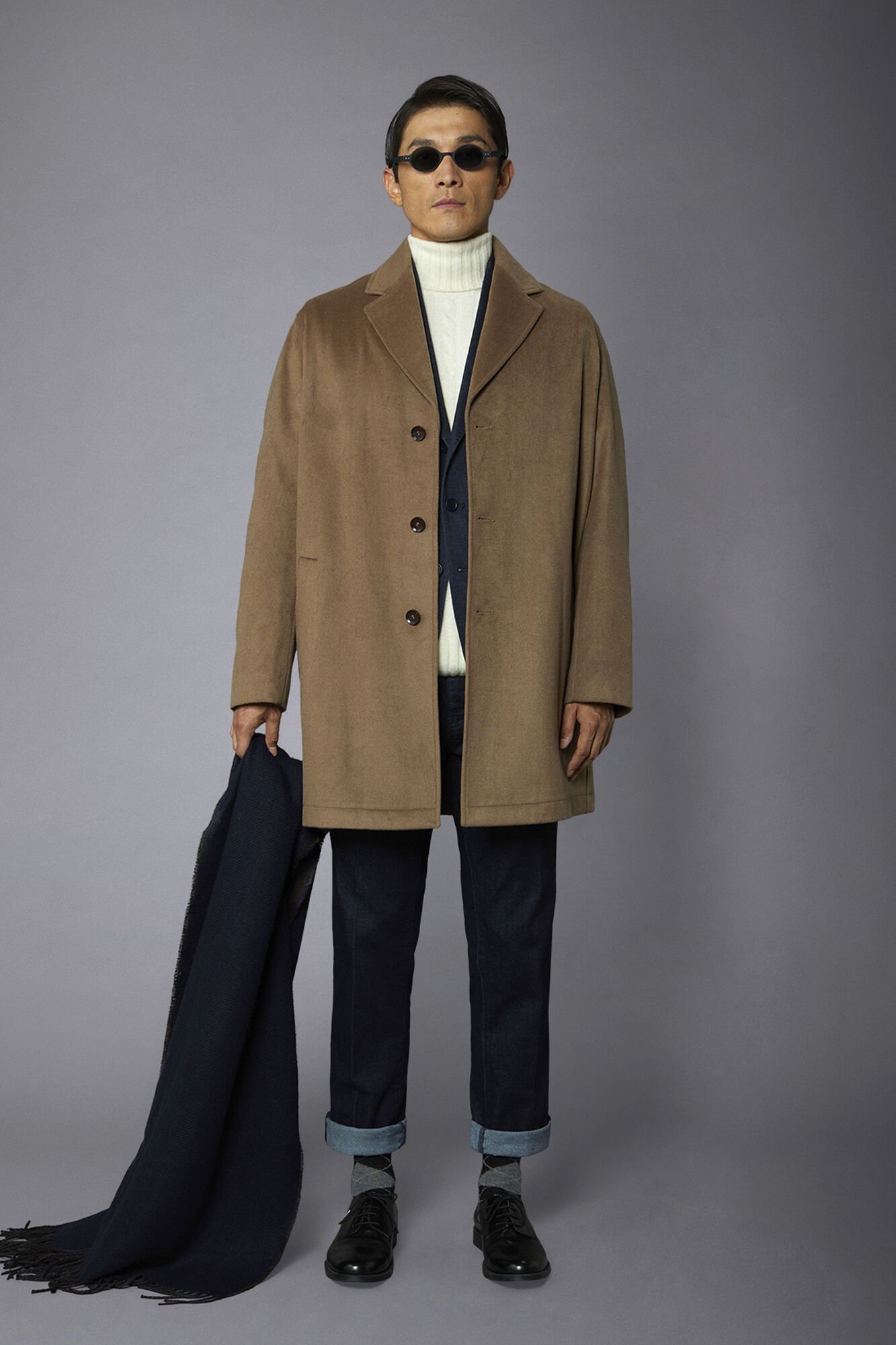 Single breasted wool blend coat top