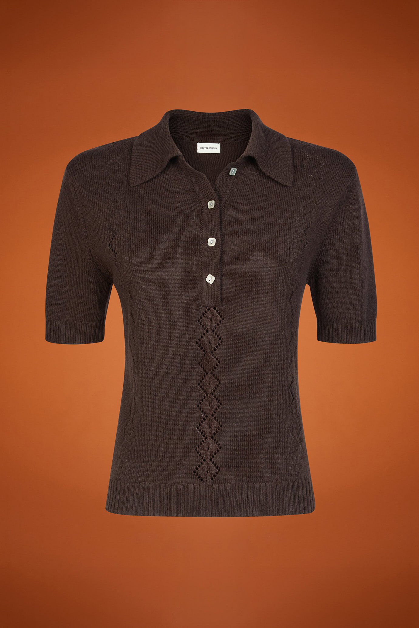 Damen-Poloshirt aus Strick mit halblangen Ärmeln in normaler Passform