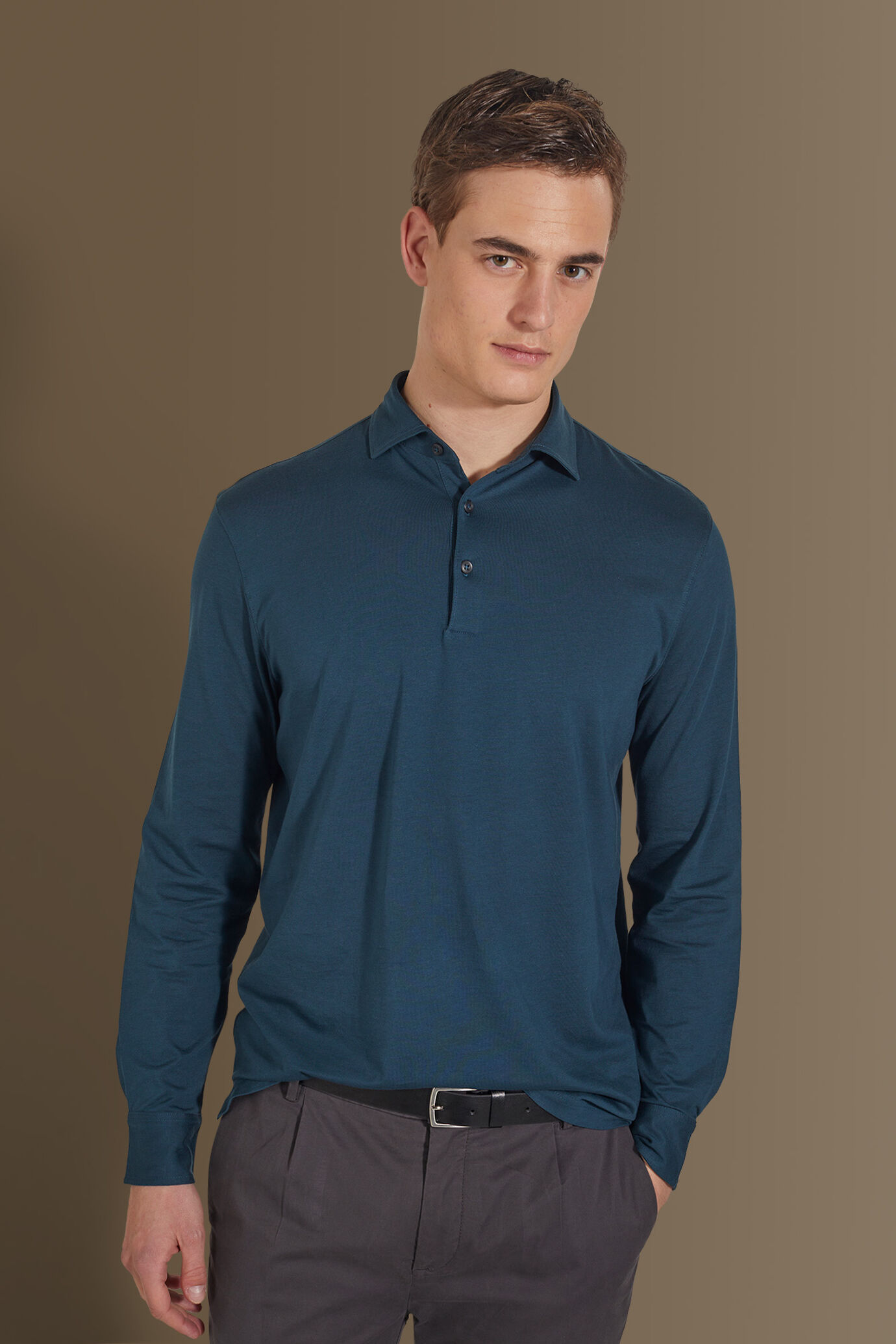 Long sleeves polo 100% pure supima cotton image number 0