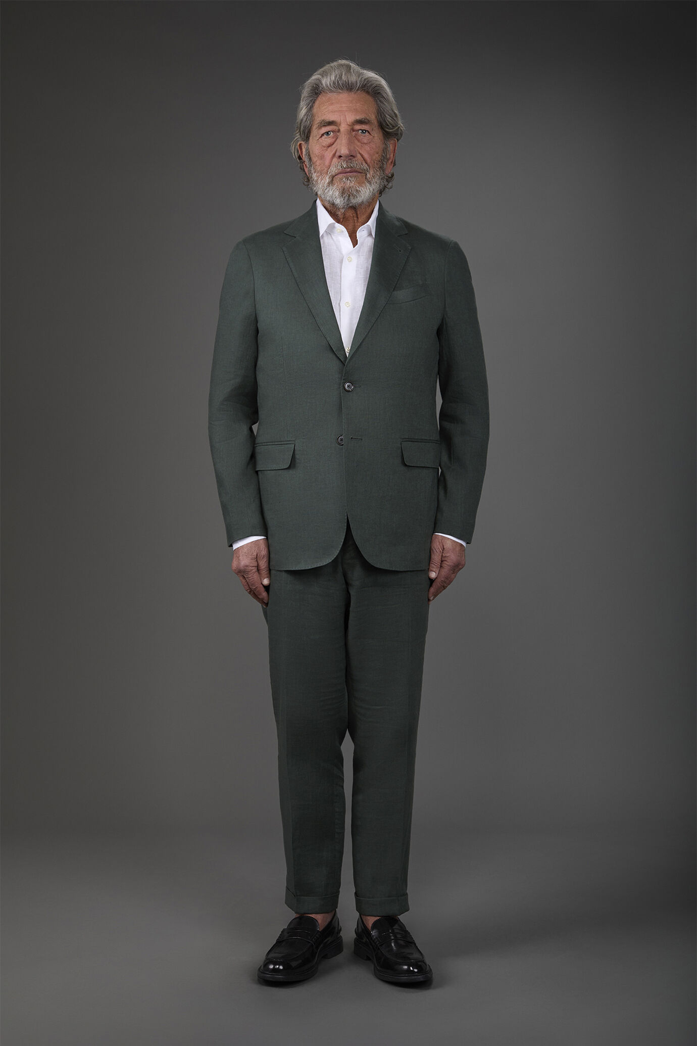 Abito uomo monopetto con pantalone senza pinces, in 100% lino con effetto lavato image number 1