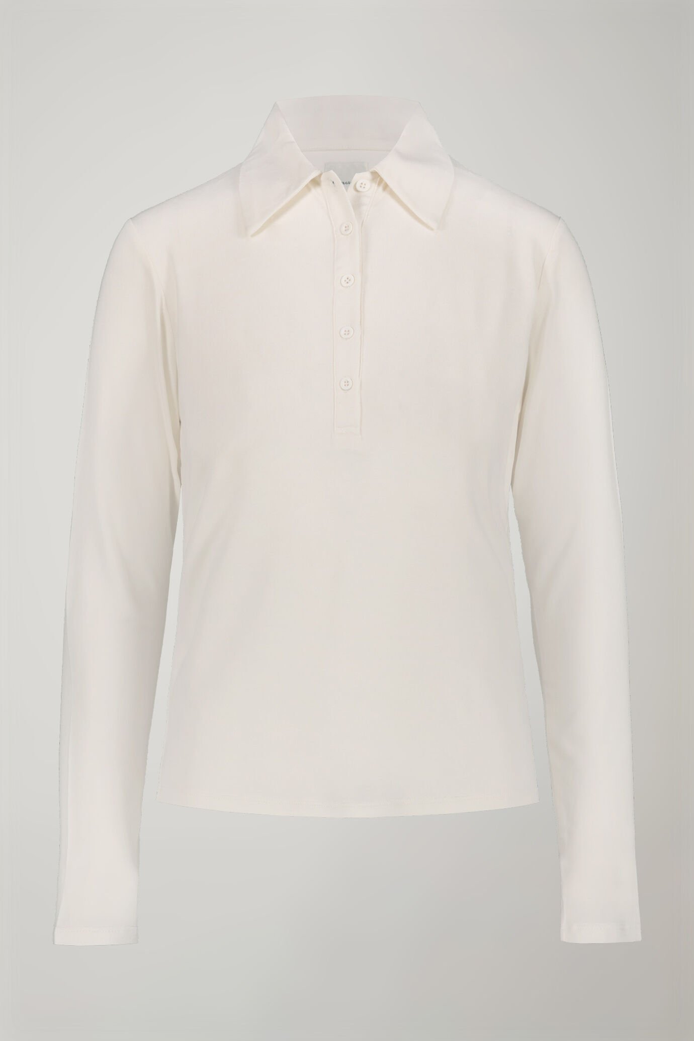 Women&rsquo;s solid color long sleeve polo shirt in Jersey Cotton image number 4