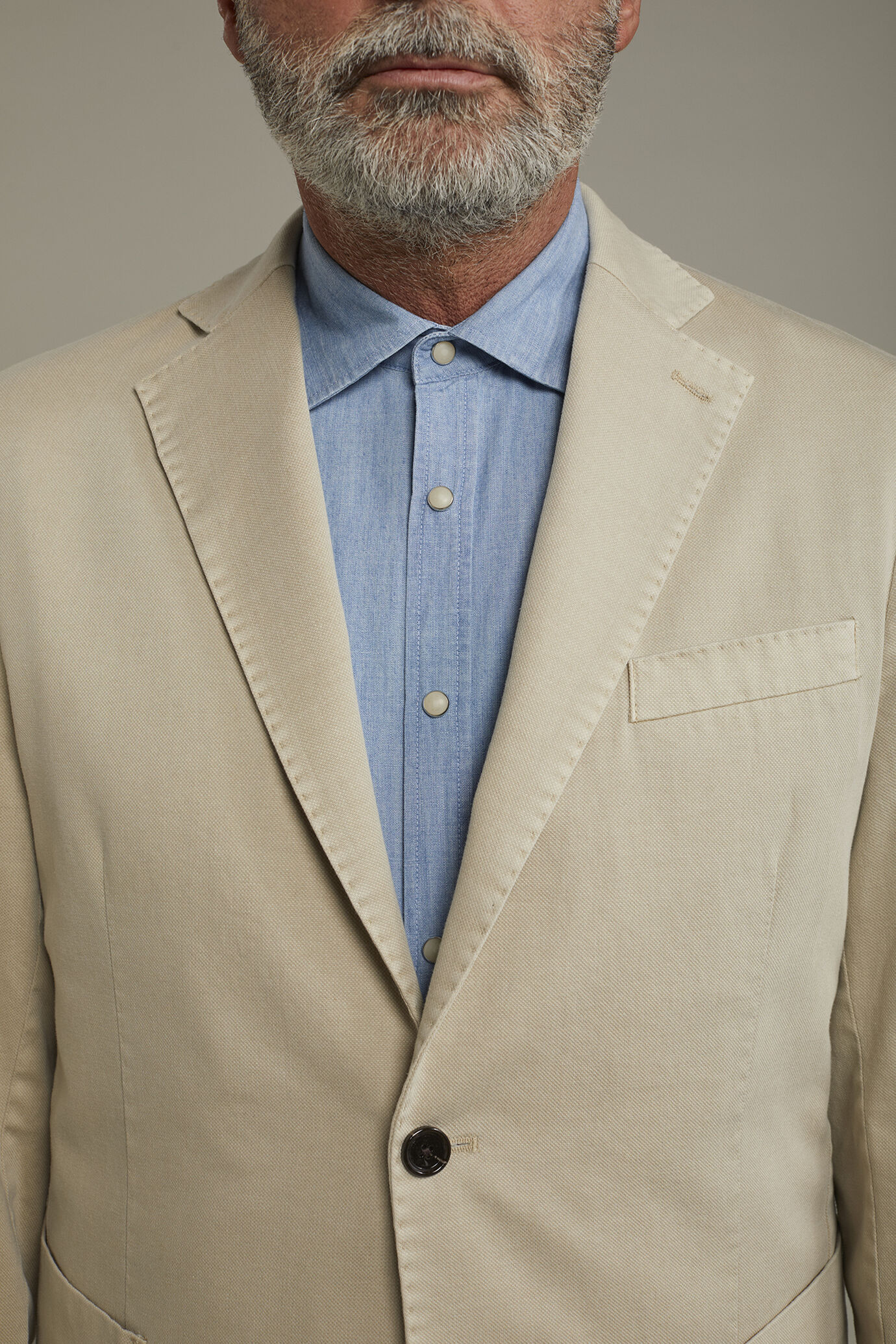 Veste droite homme non doublée avec poches plaquées, de couleur unie, coupe régulière image number 3