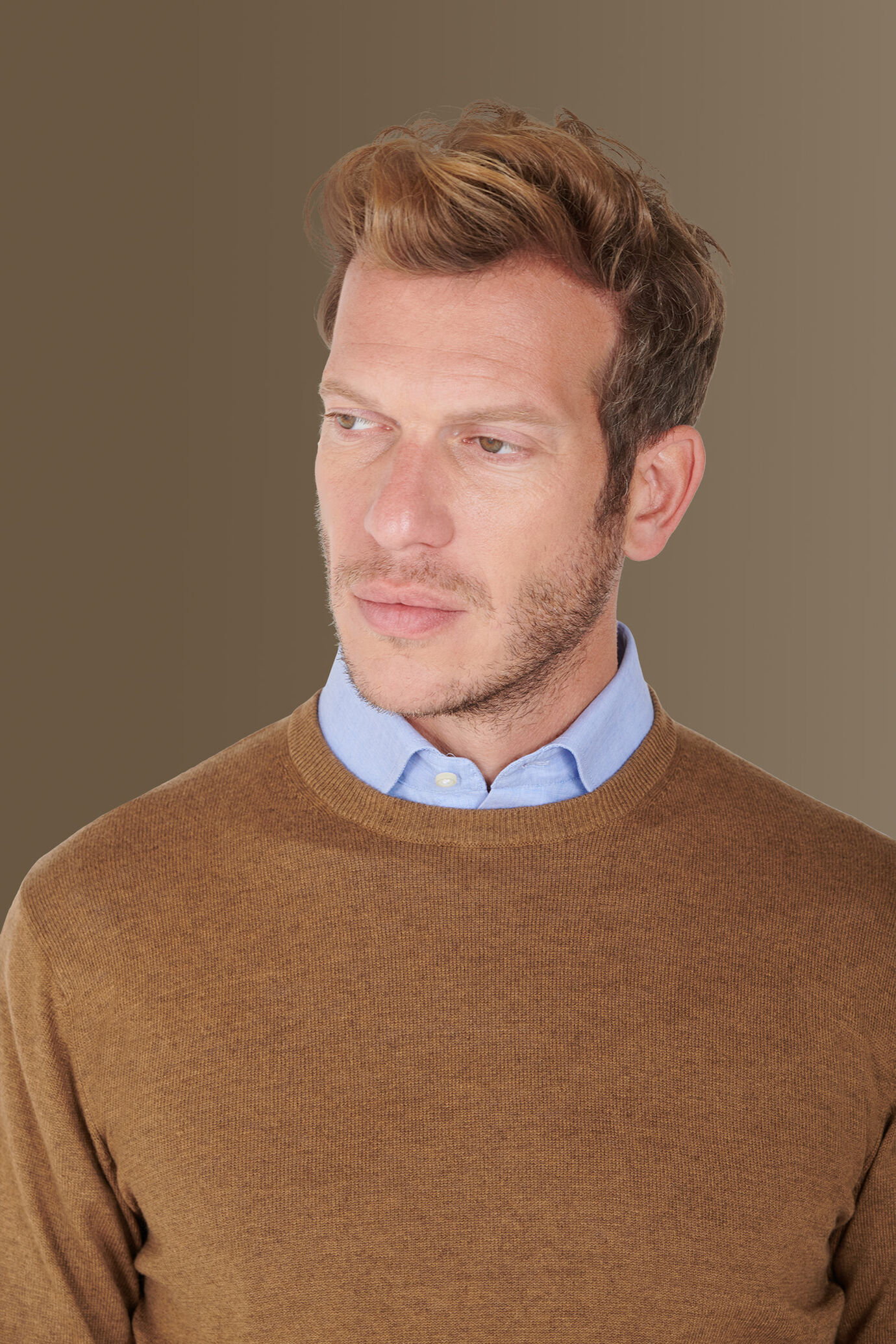 Round neck sweater in cotton- wool blend image number 2
