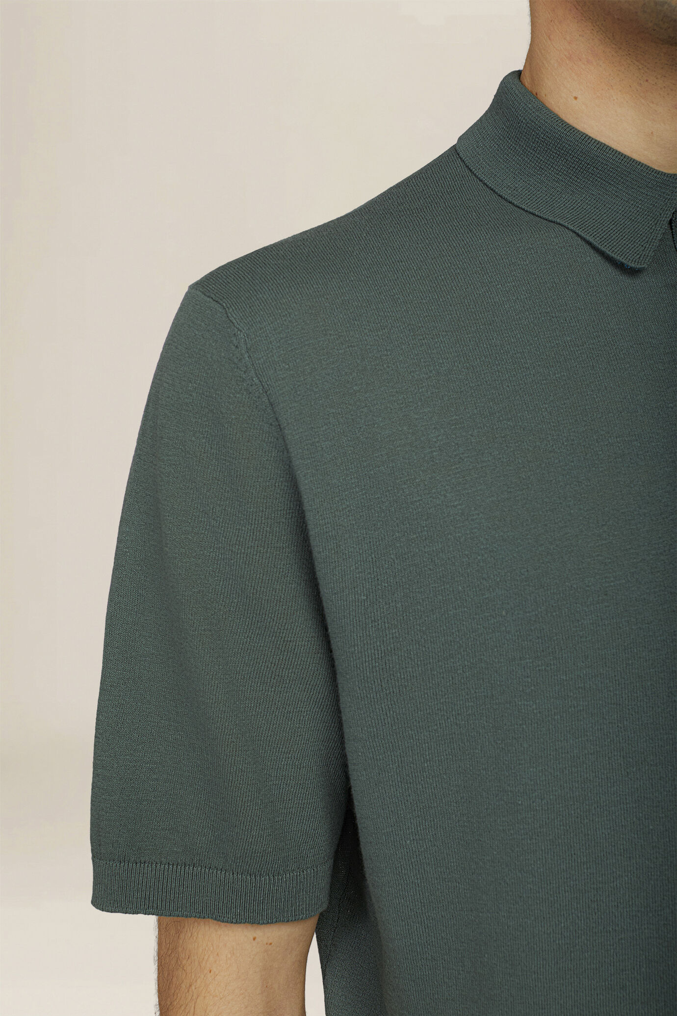 Men's regular fit 100% cotton knitted polo shirt image number 3