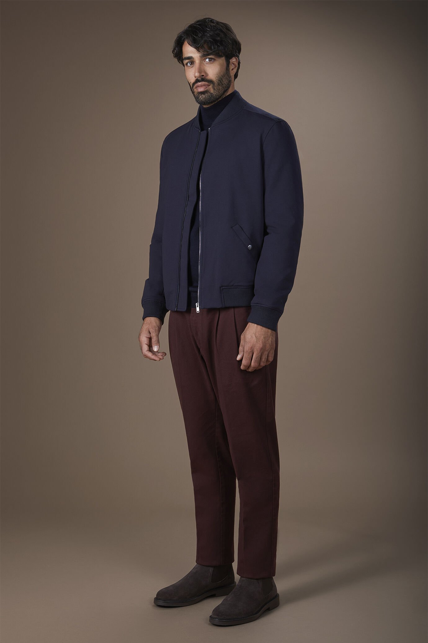 Men's heavy canvas trousers with double pinces and comfort fit