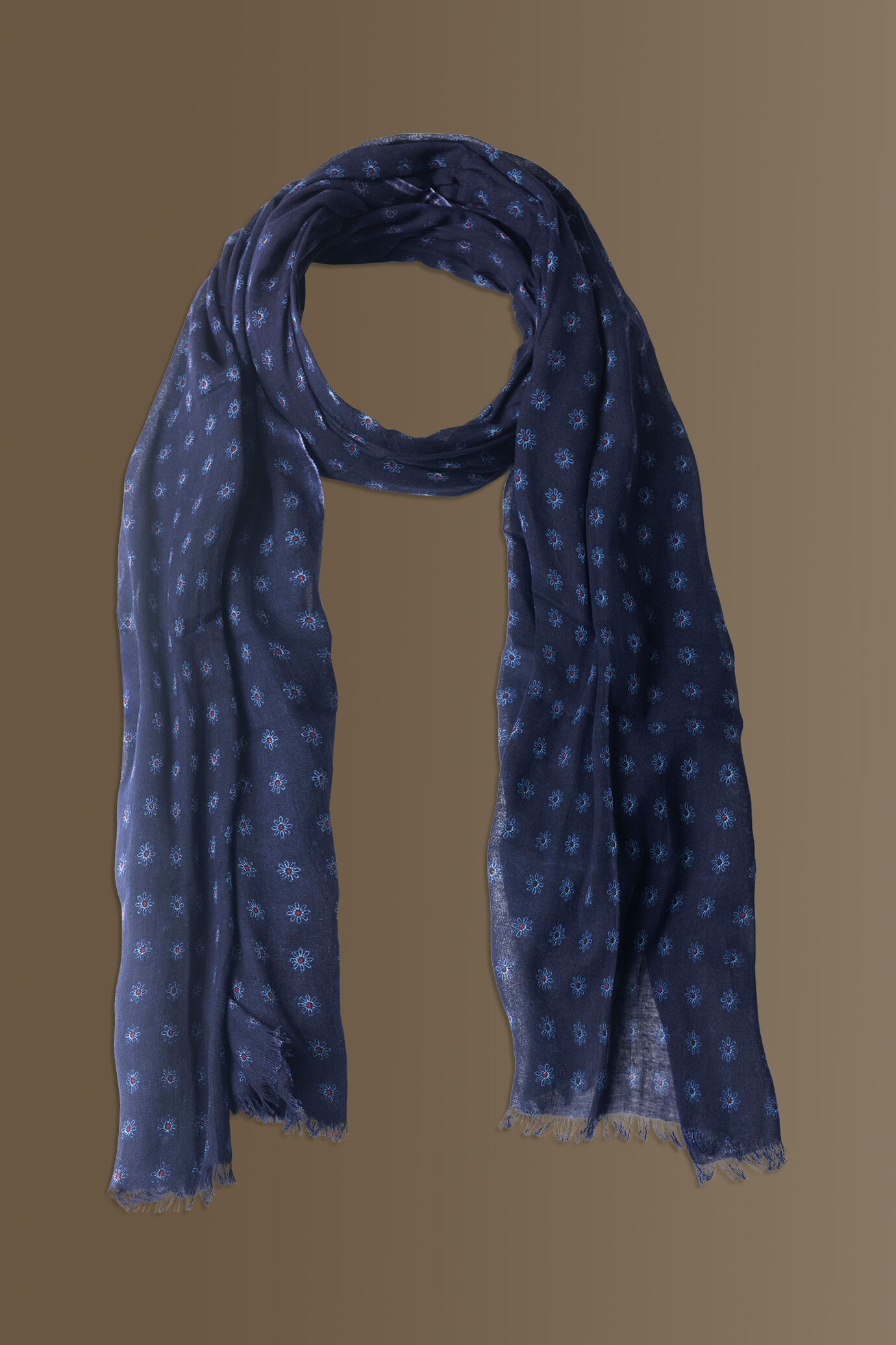 Sciarpa uomo disegno fantasia tessuto in cotone blue image number 0