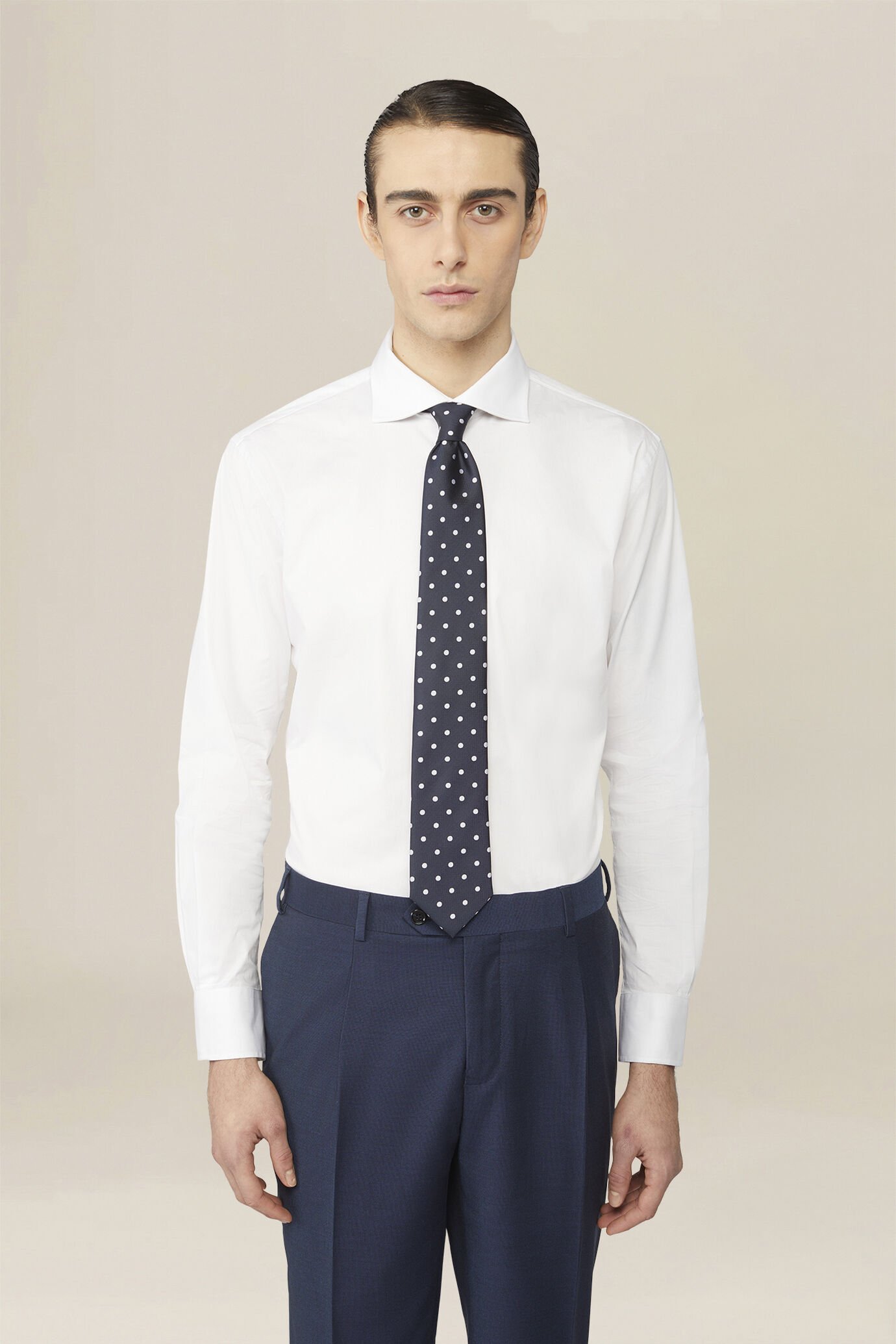 Men's 100% cotton French collar classic shirt stretch slub fabric