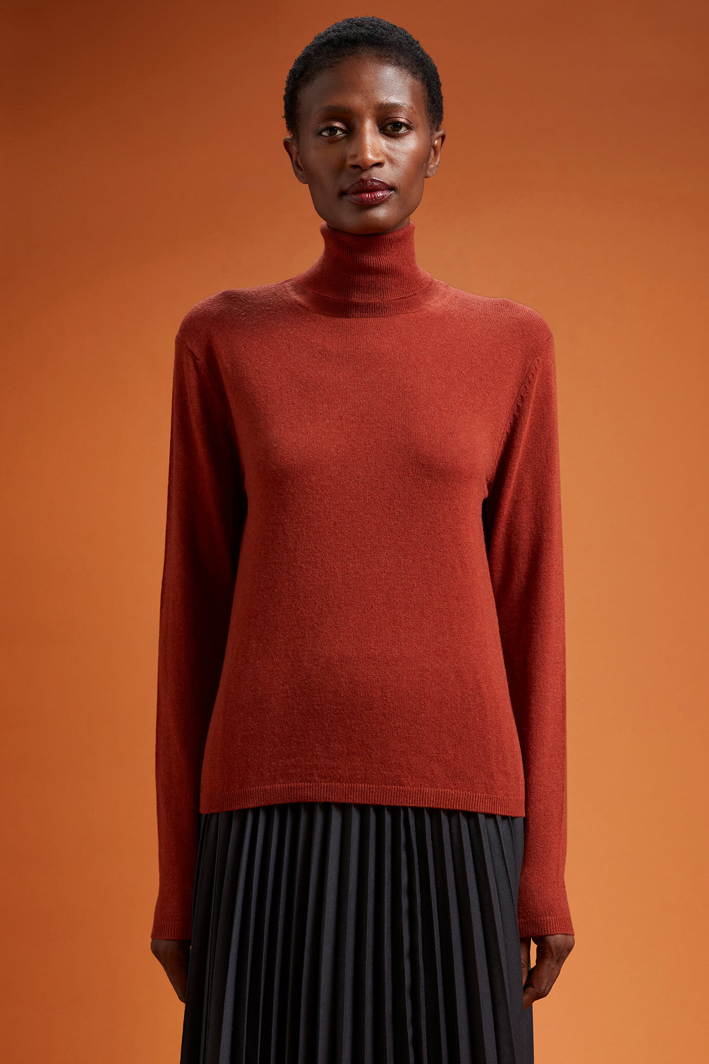 Women's regular fit high neck jumper in a blend of wool and cashmere image number 0