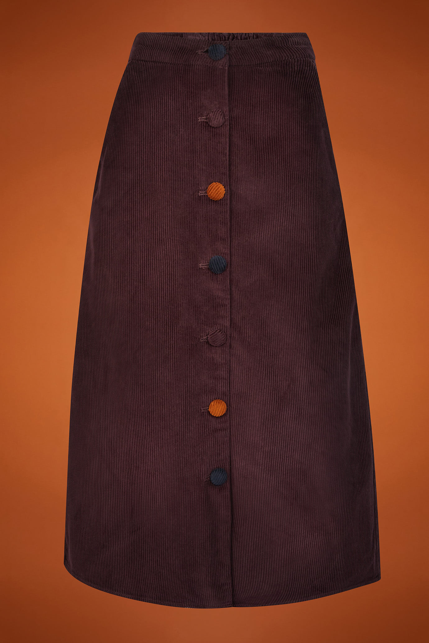 Women's regular fit midi skirt in plain corduroy image number 4