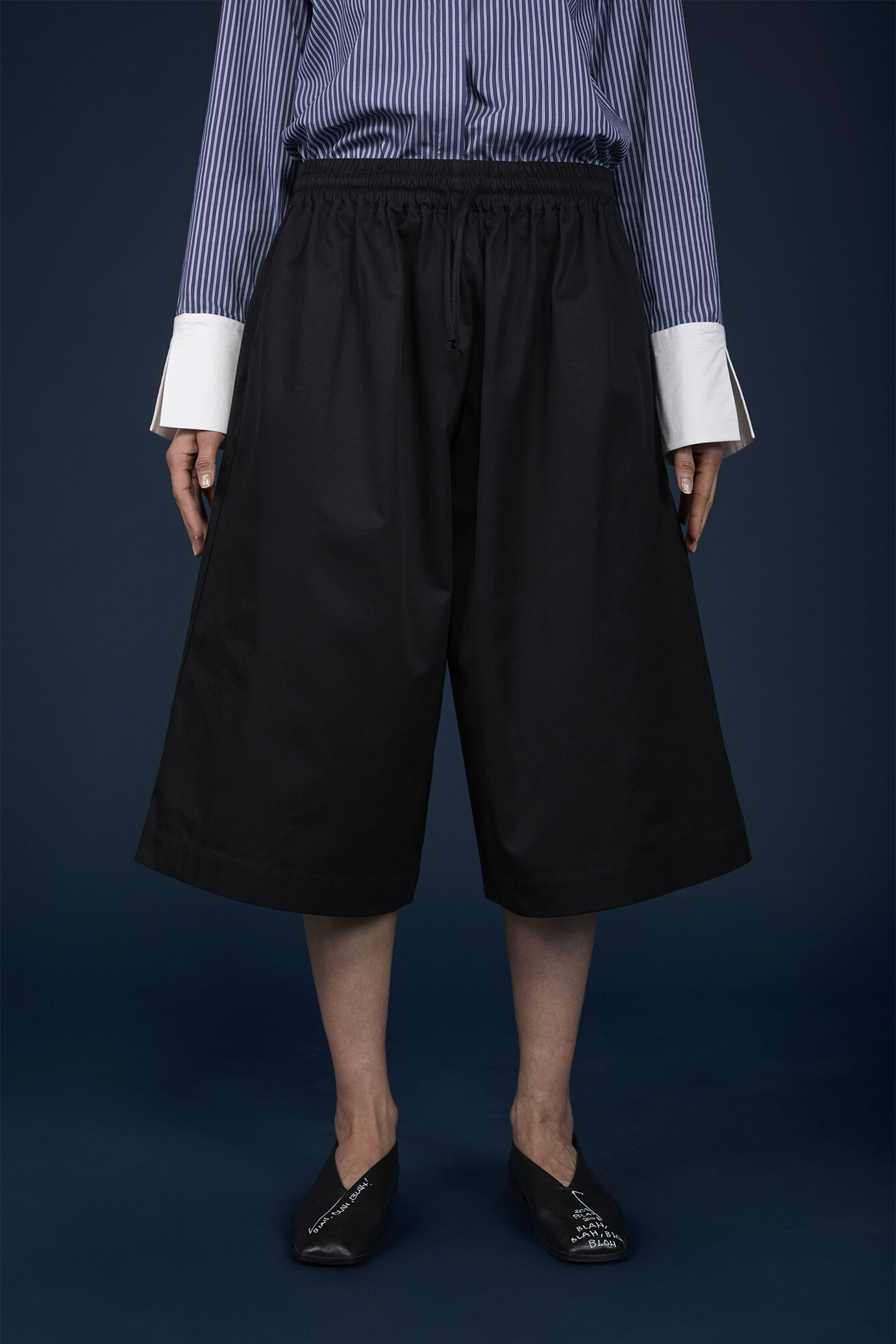 Long Bermuda skirt elastic waist 100% cotton image number 1