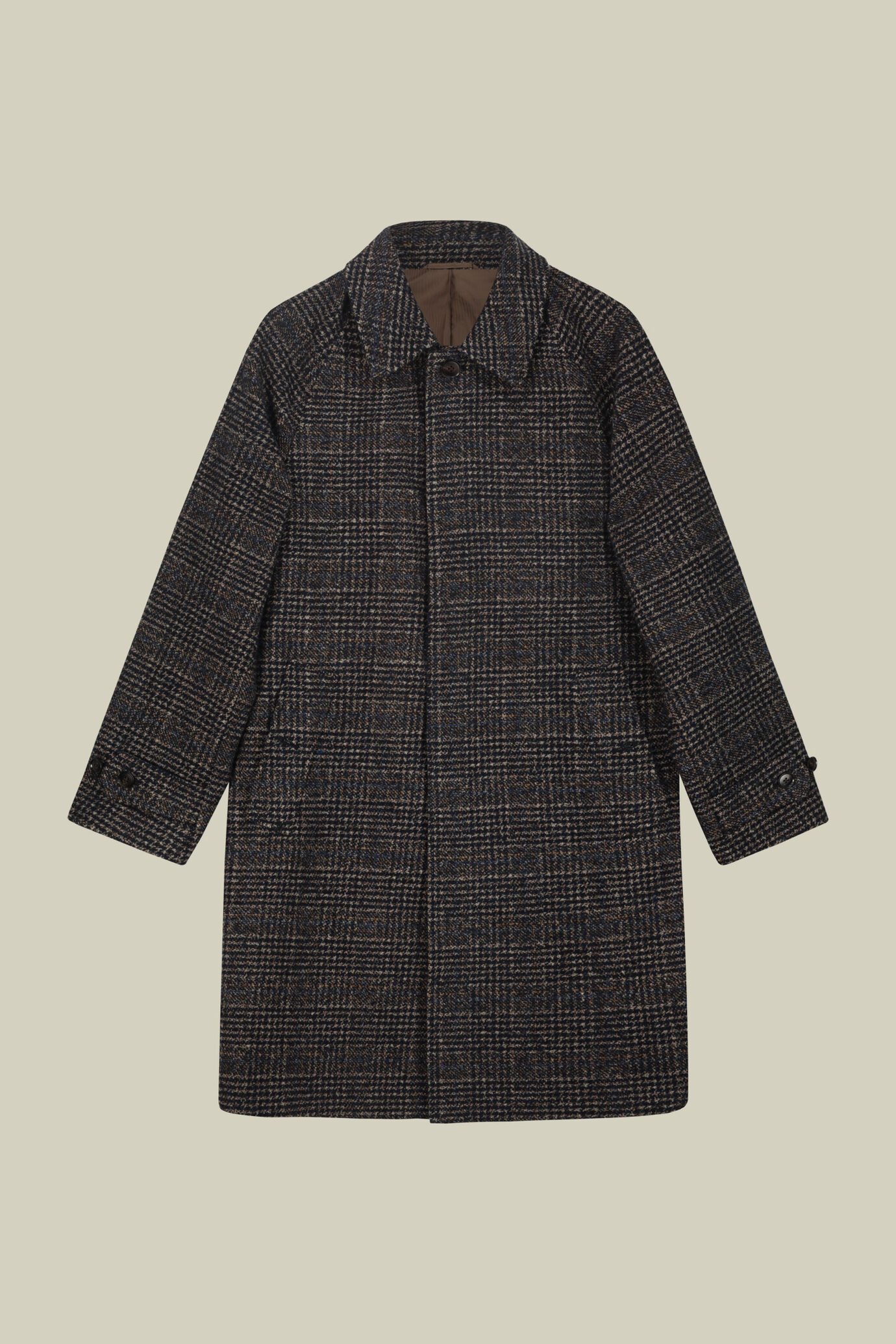 Cappotto uomo con collo loden in misto lana e disegno a quadri regular fit