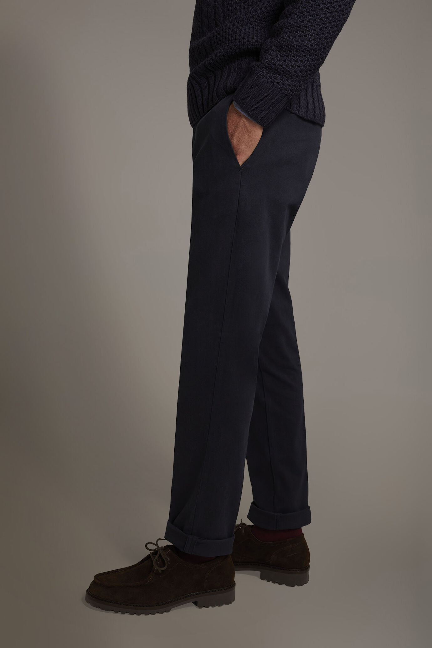 Classic regular fit herringbone fabric trousers image number 3