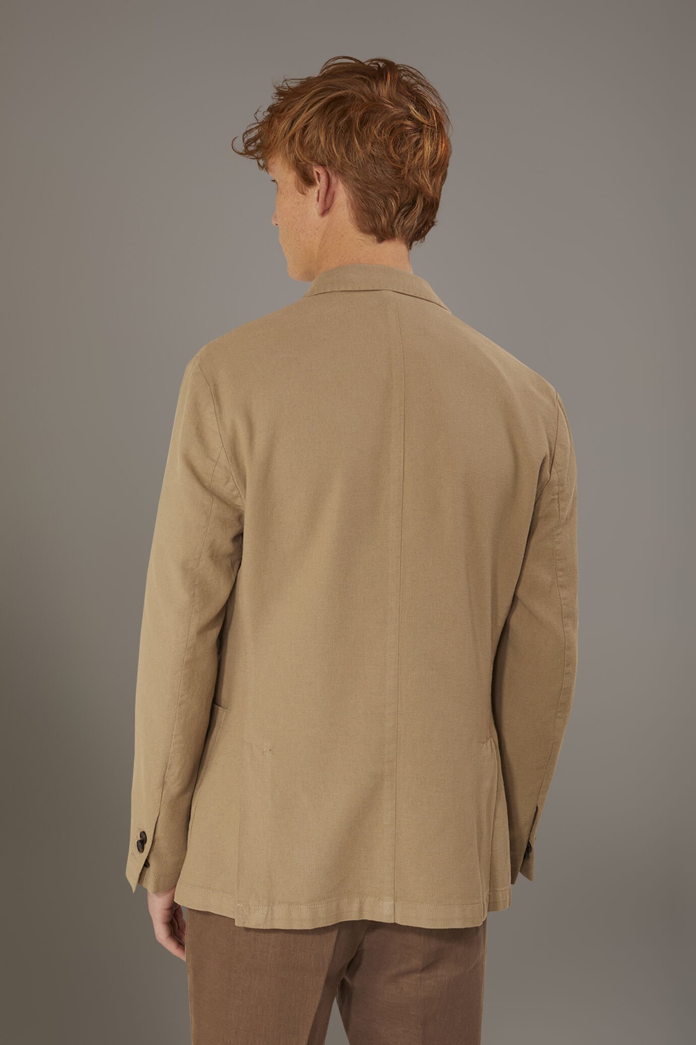 Giacca monopetto lino e cotone con tasca a toppa image number 3