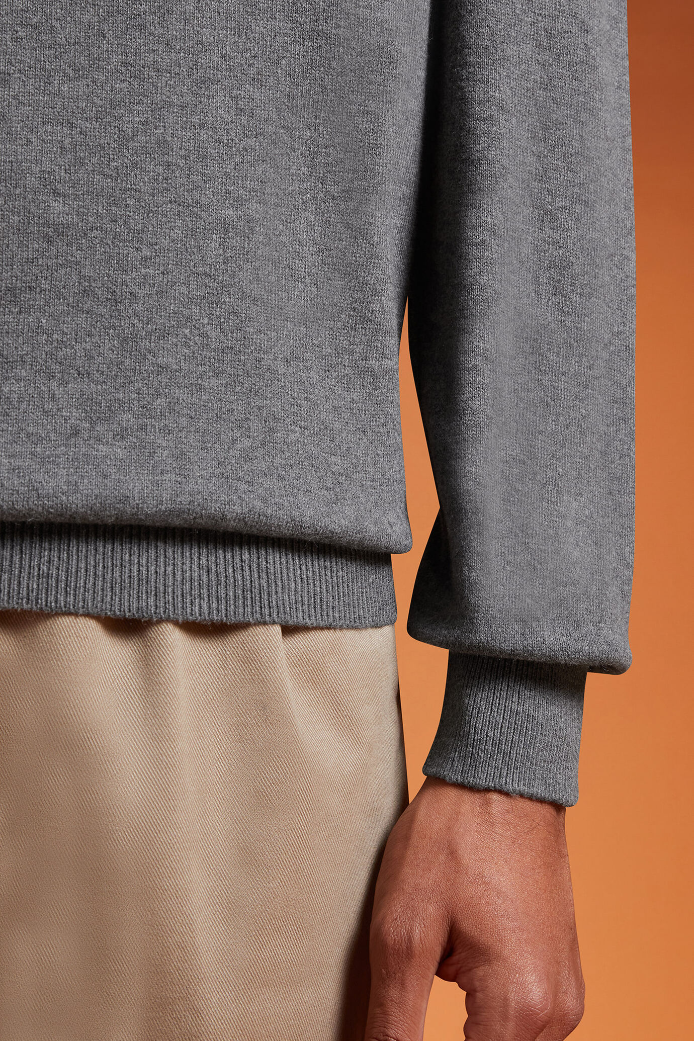 Pull homme à col rond, en laine et coton, coupe classique image number 3