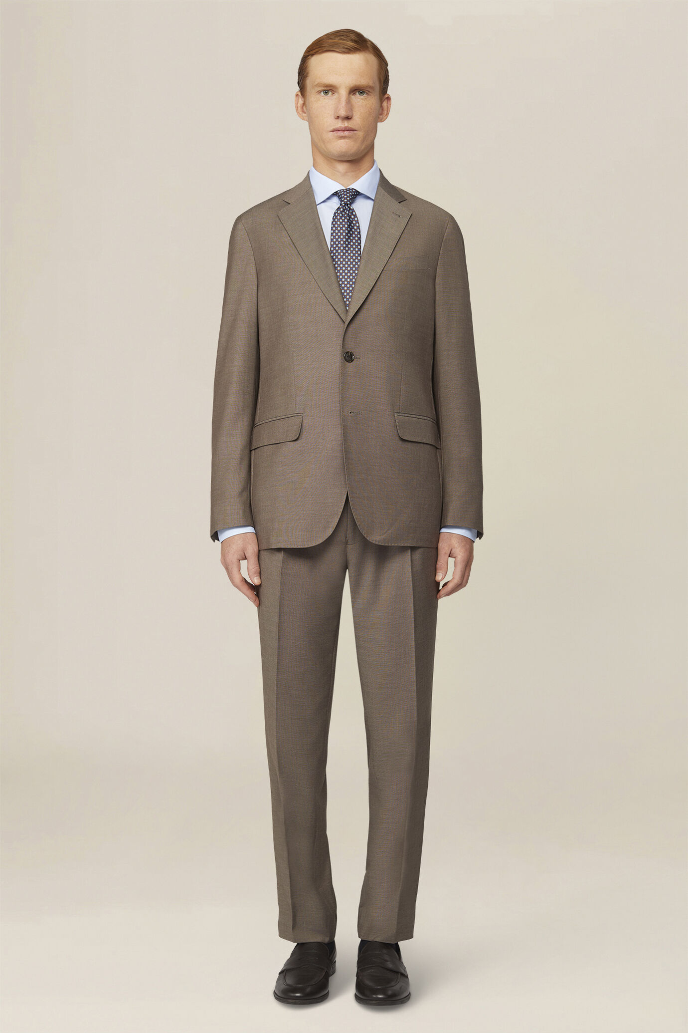 Men's single-breasted regular fit pheasant eye fabric suit image number 1